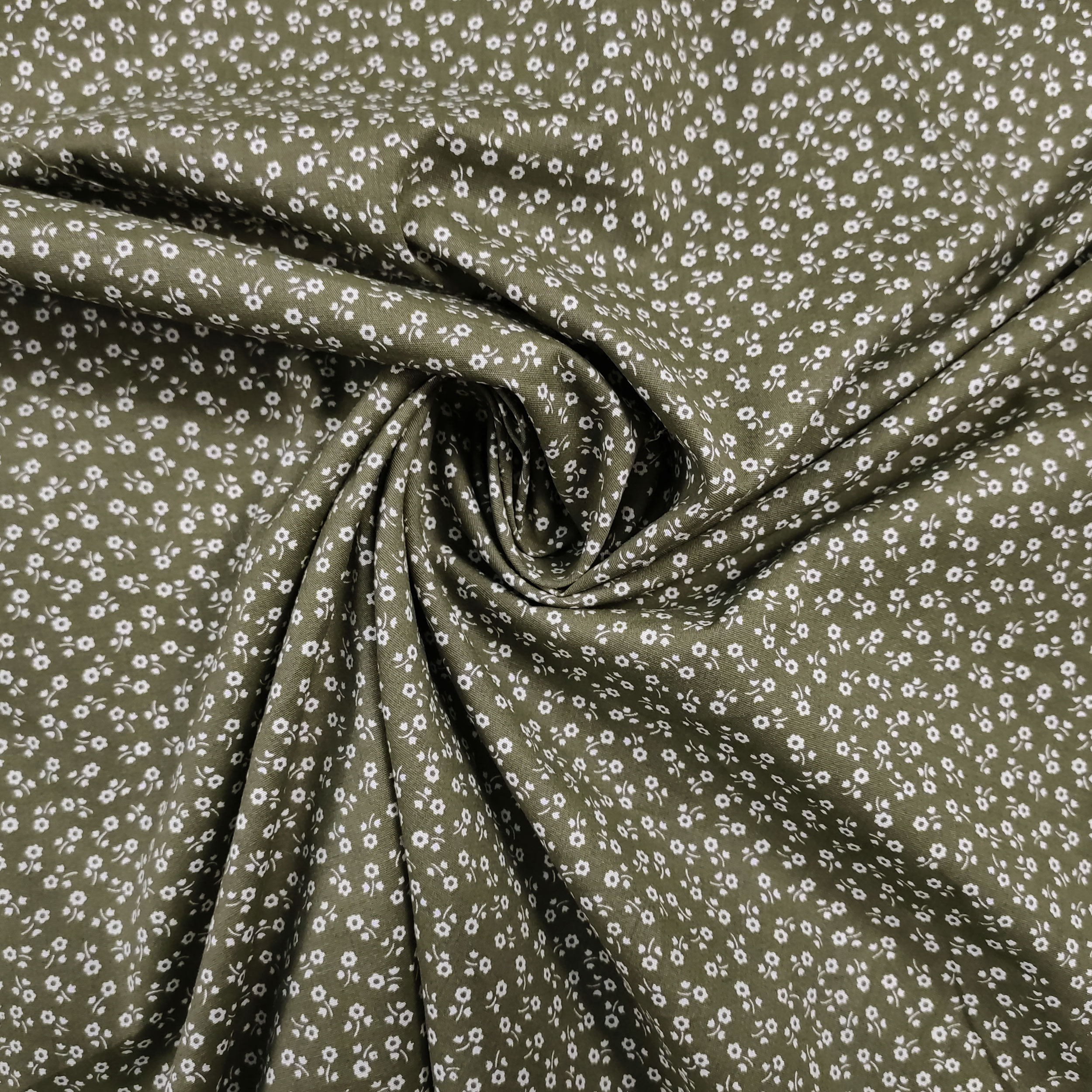 Elasticised Cotton Green Flowers