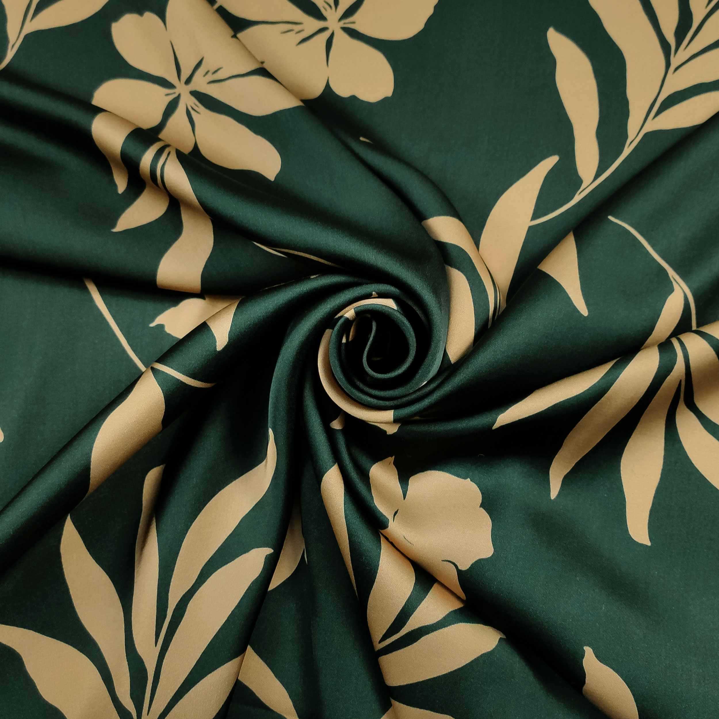 Satin Mixte Soie Haute Mode Fleurs Beige Vert Fond Image