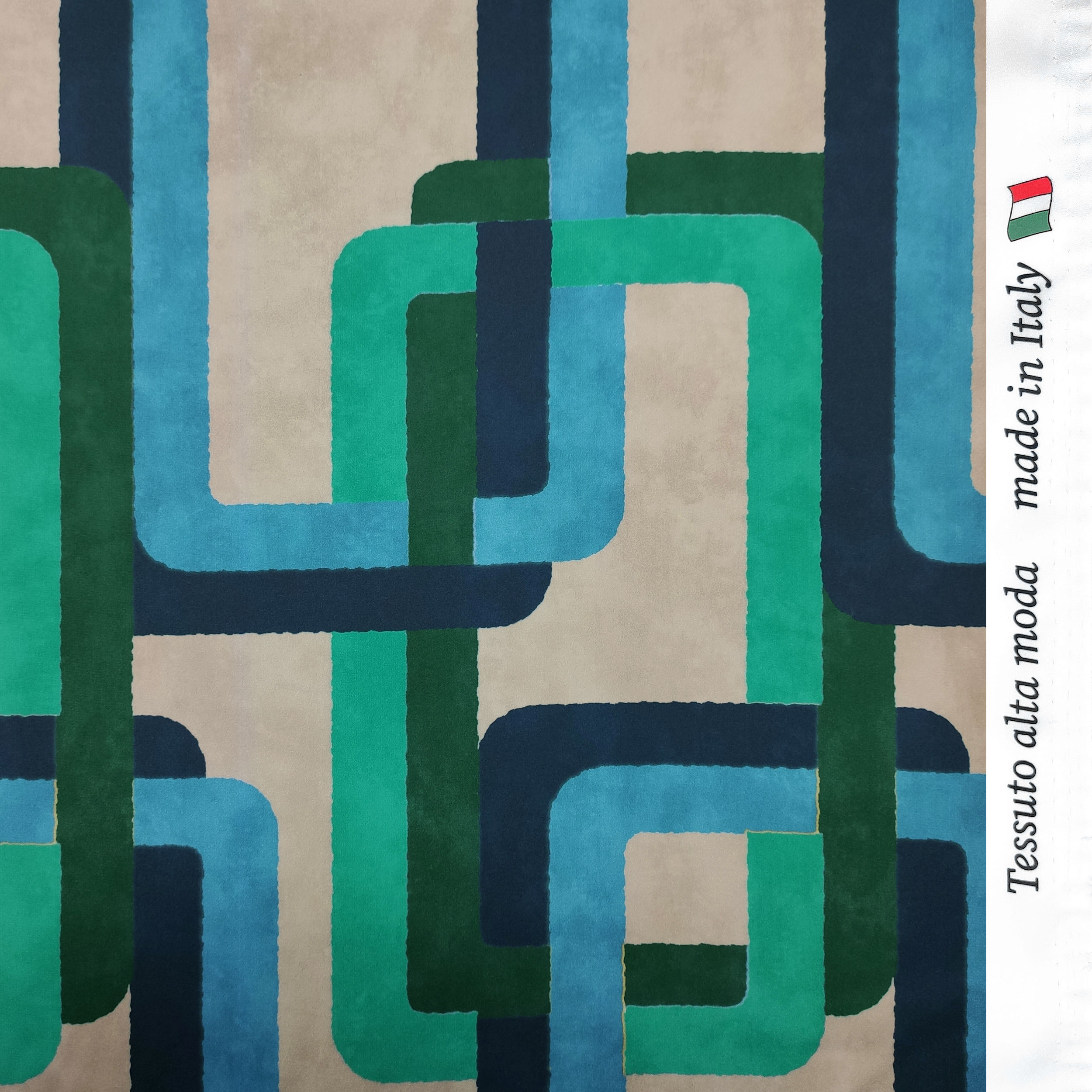 Alta Moda Geometría Afeitado Tonos Verdes y Azules