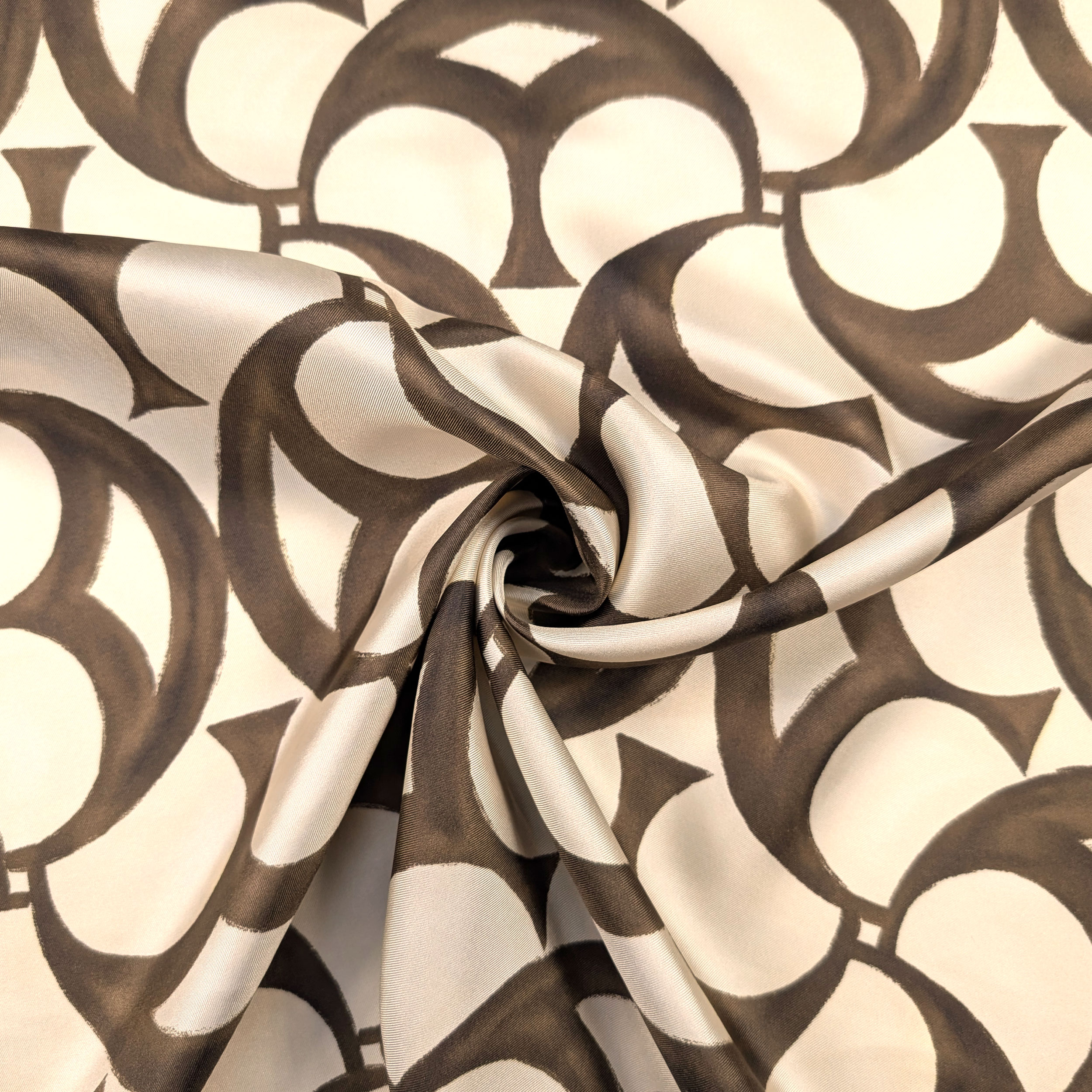 Twill Silk Brown Geometries High Fashion Image