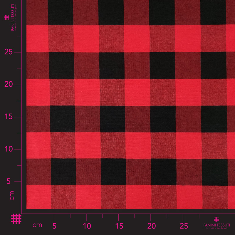 Tissu de coton à carreaux rouges et noirs 50x140 cm Image