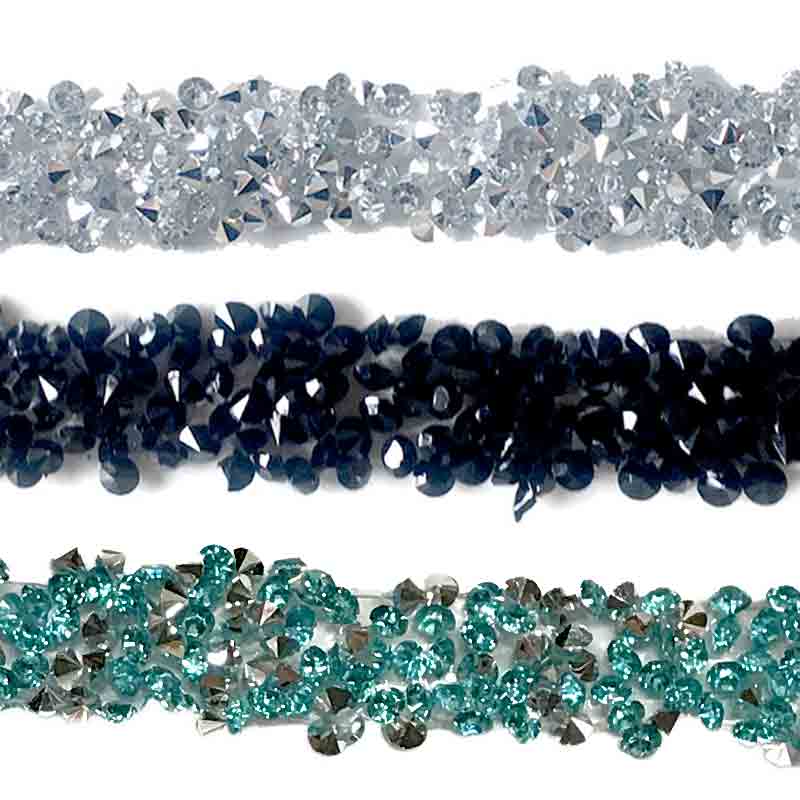 Garnitures thermoadhésives en perles et strass de type Swarovski