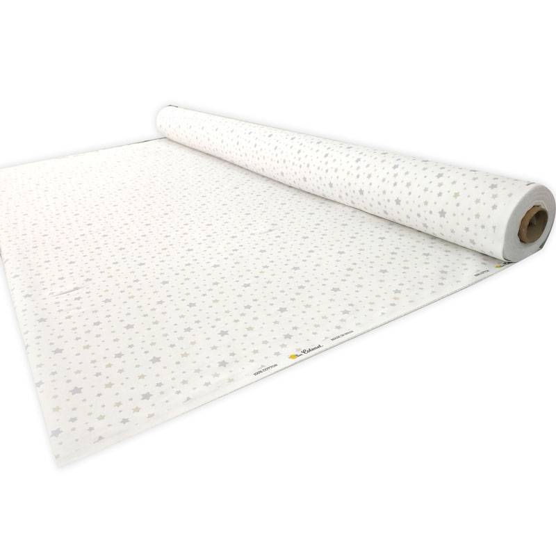 Tela Piqué Algodón Estampado Estrellas Beige