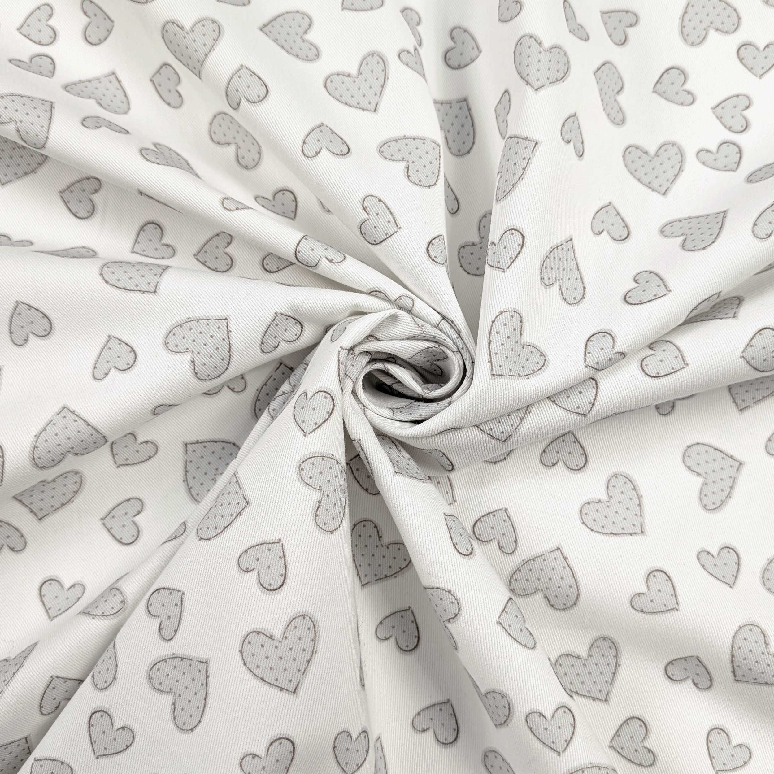 Grey Hearts Cotton Gabardine Image