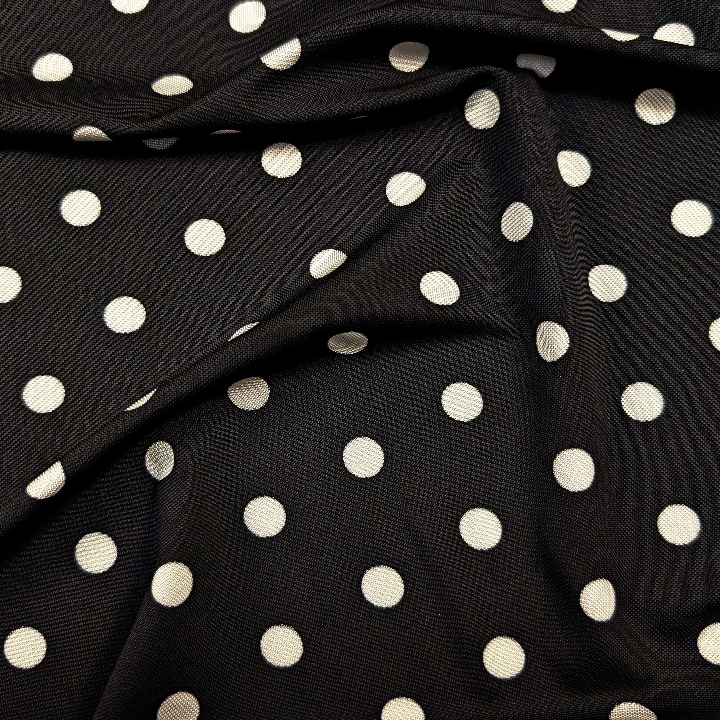 Viscose jersey Medium white polka dots Image
