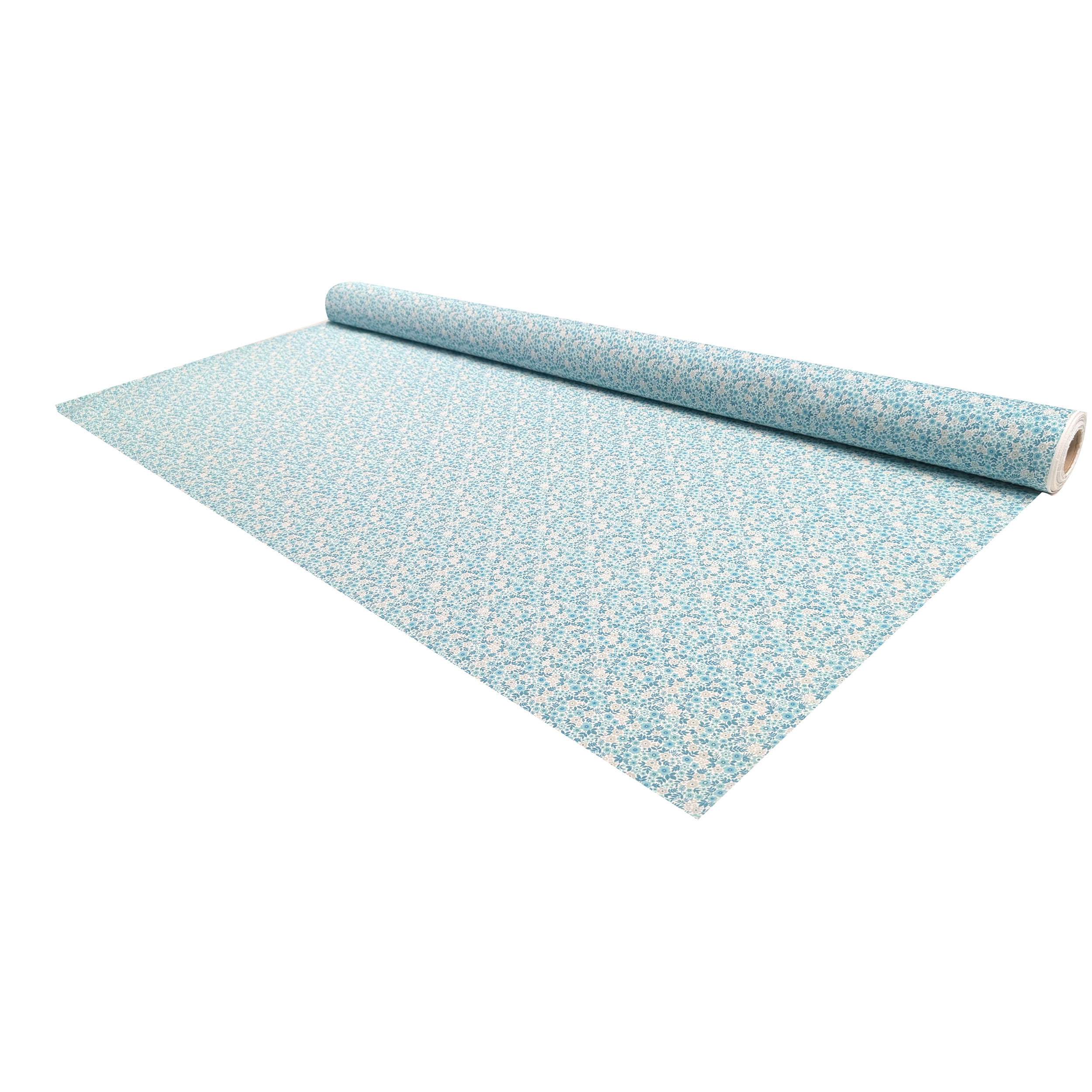 Percale Cotton with Small Flowers in Aquamarine Green Image