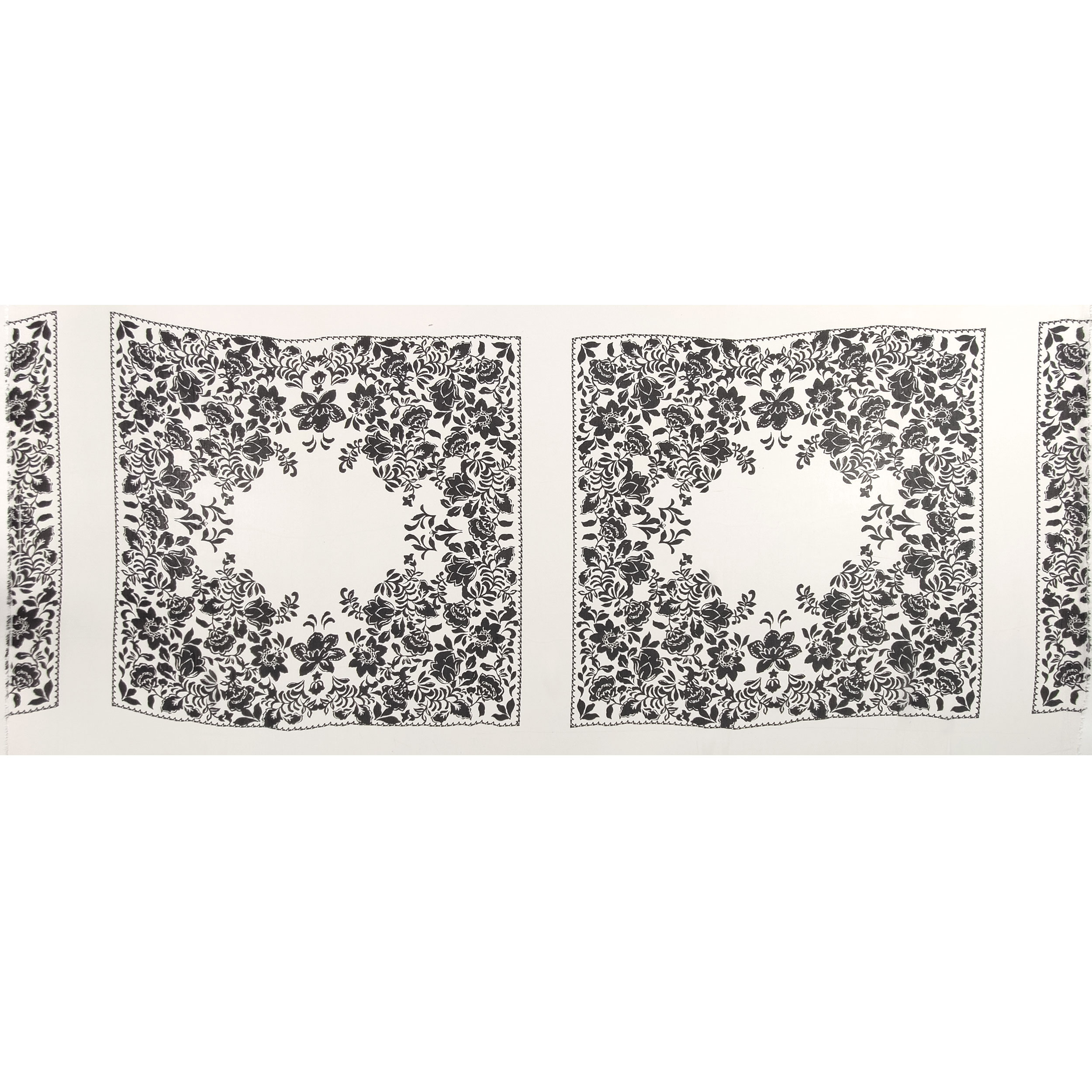 Chiffon Viscose Soie Fantaisie Blanc Noir Panneaux 145x60 cm