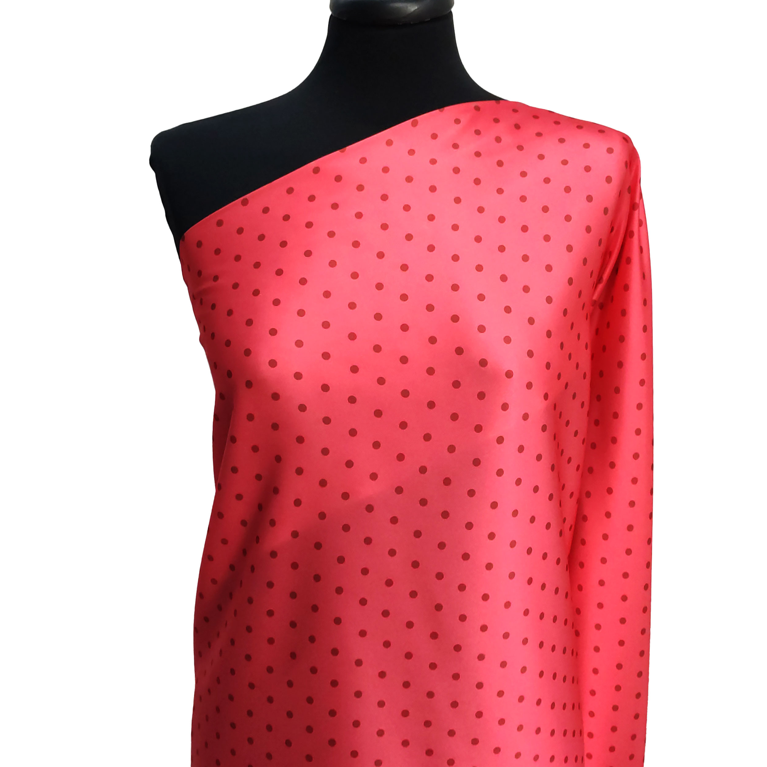 Elasticated Satin Set High Fashion Polka Dot Background Coral