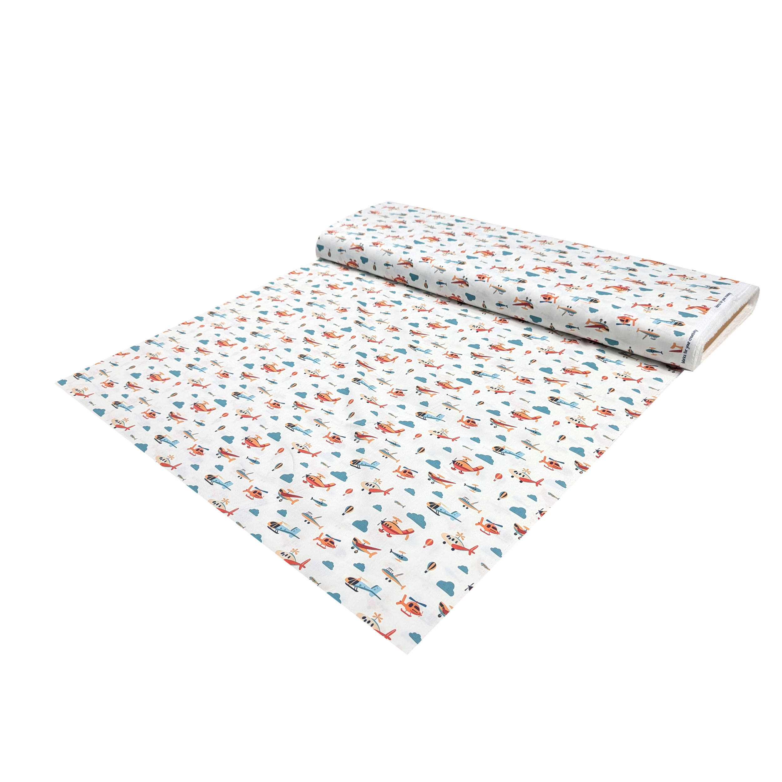 Cotton Poplin with Planes and Clouds Image