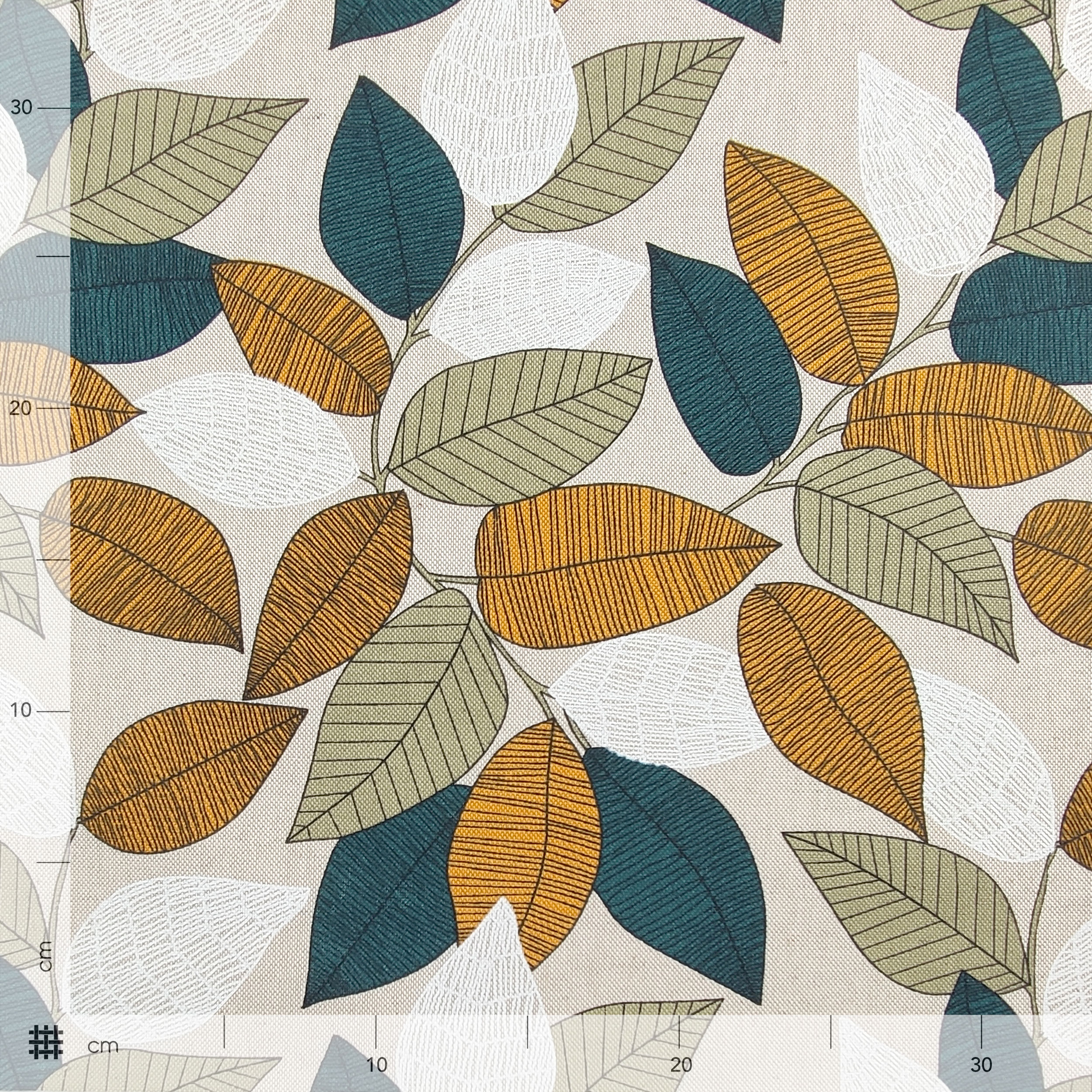 Resin Tablecloth Fabric Foliage Ochre Petroleum