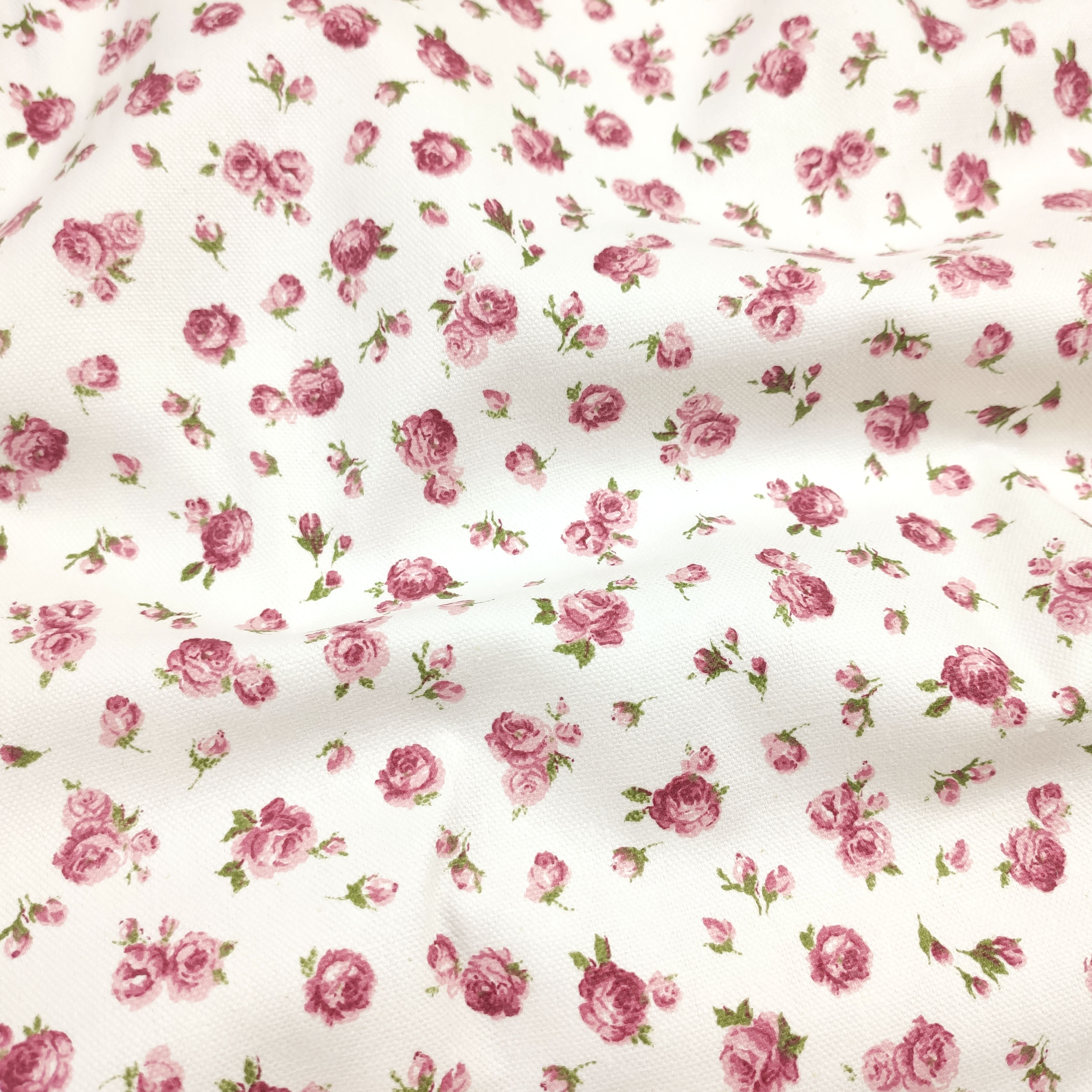 Stoff für Tischtuch Roselline Weißer Hintergrund