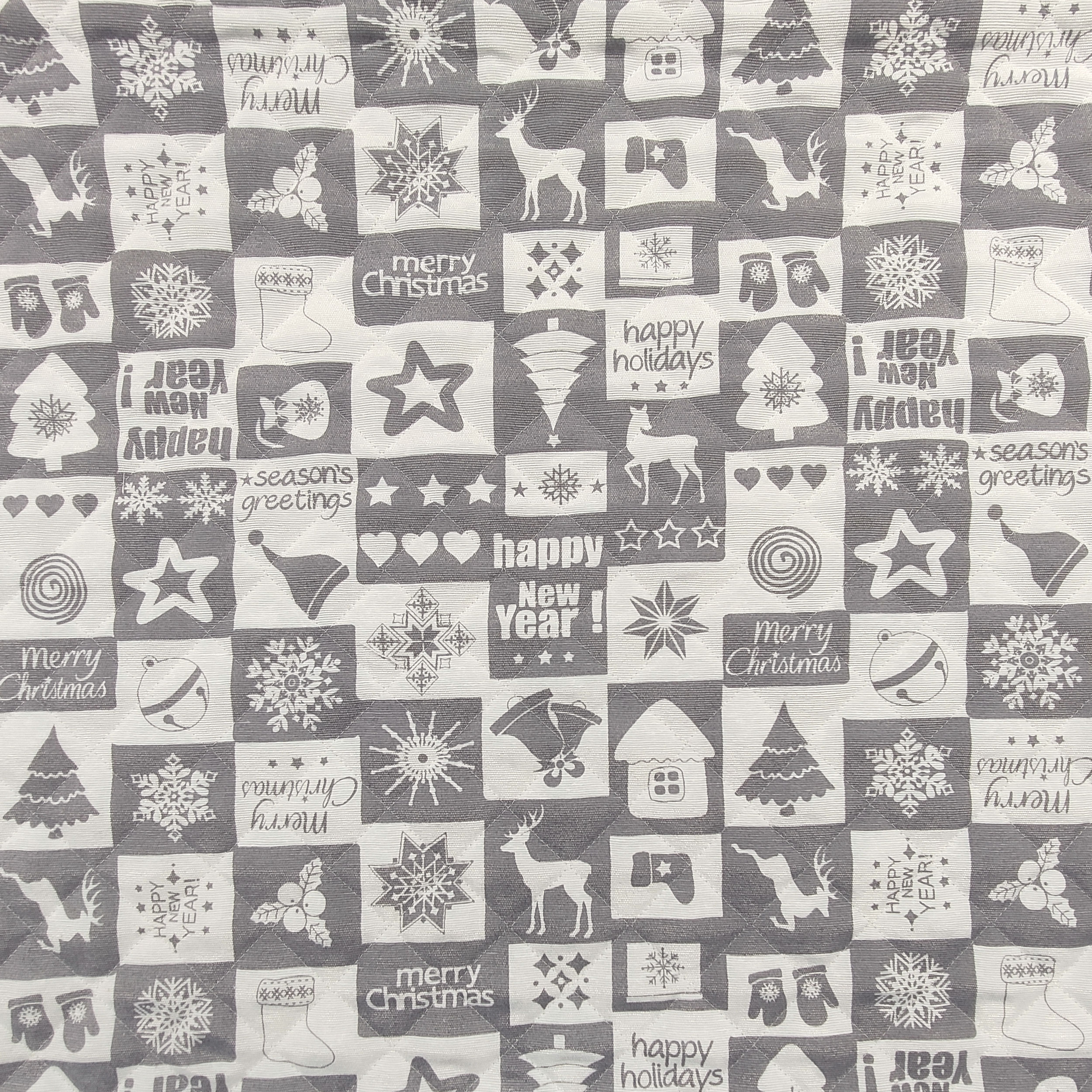 Tissu matelassé Patchwork de Noël Gris