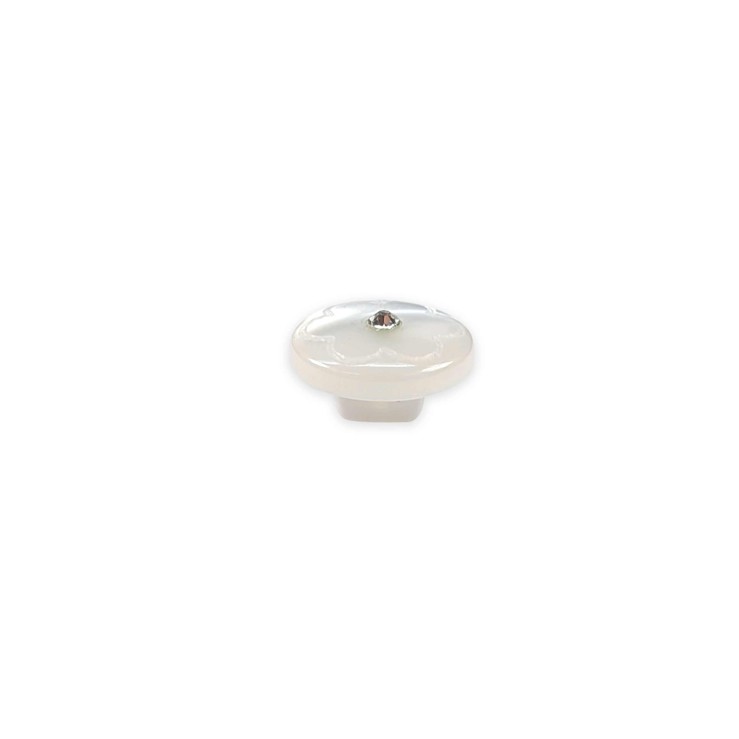 White Flower Button with Rhinestones Image