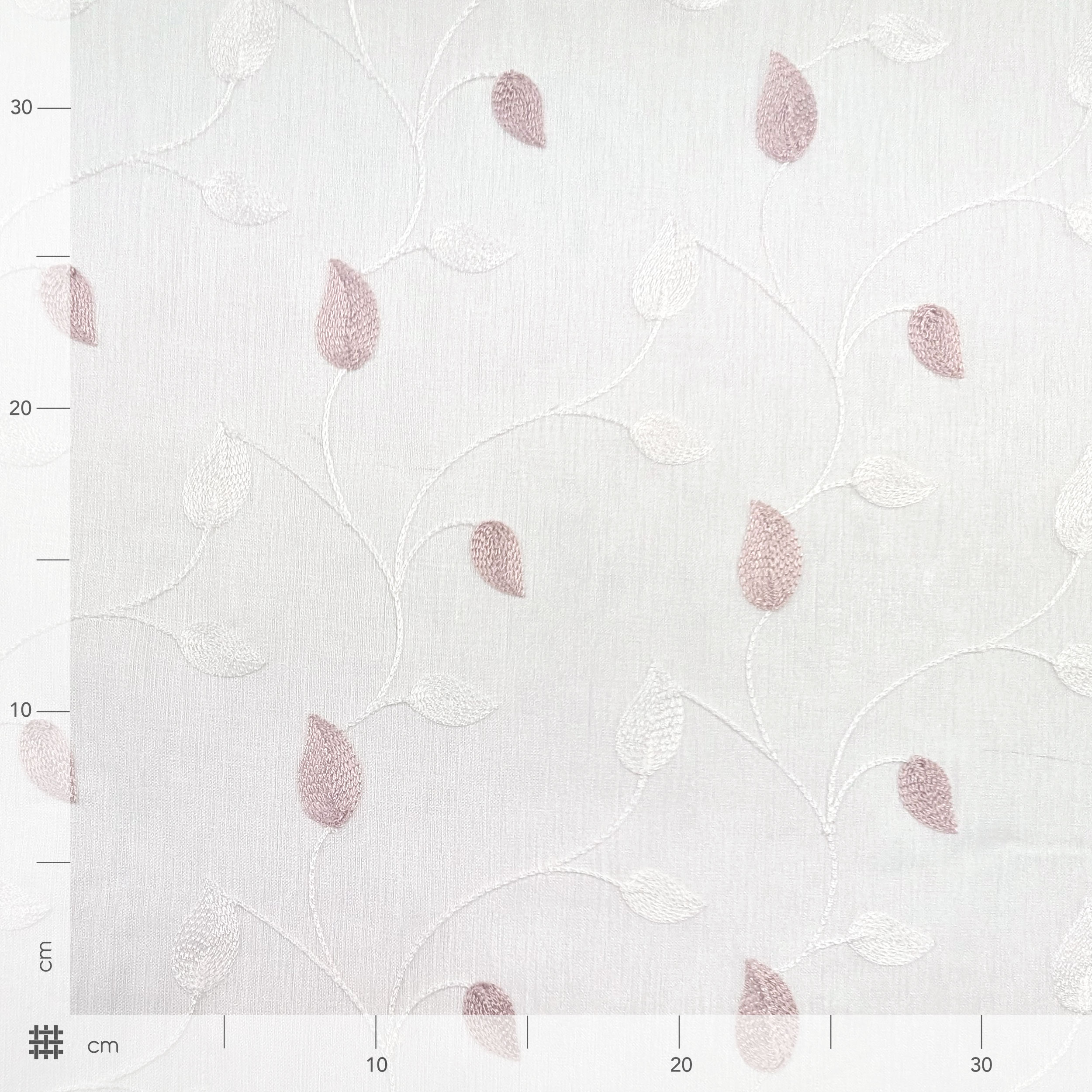Curtain Fabric Embroidered Leaves Pink Image