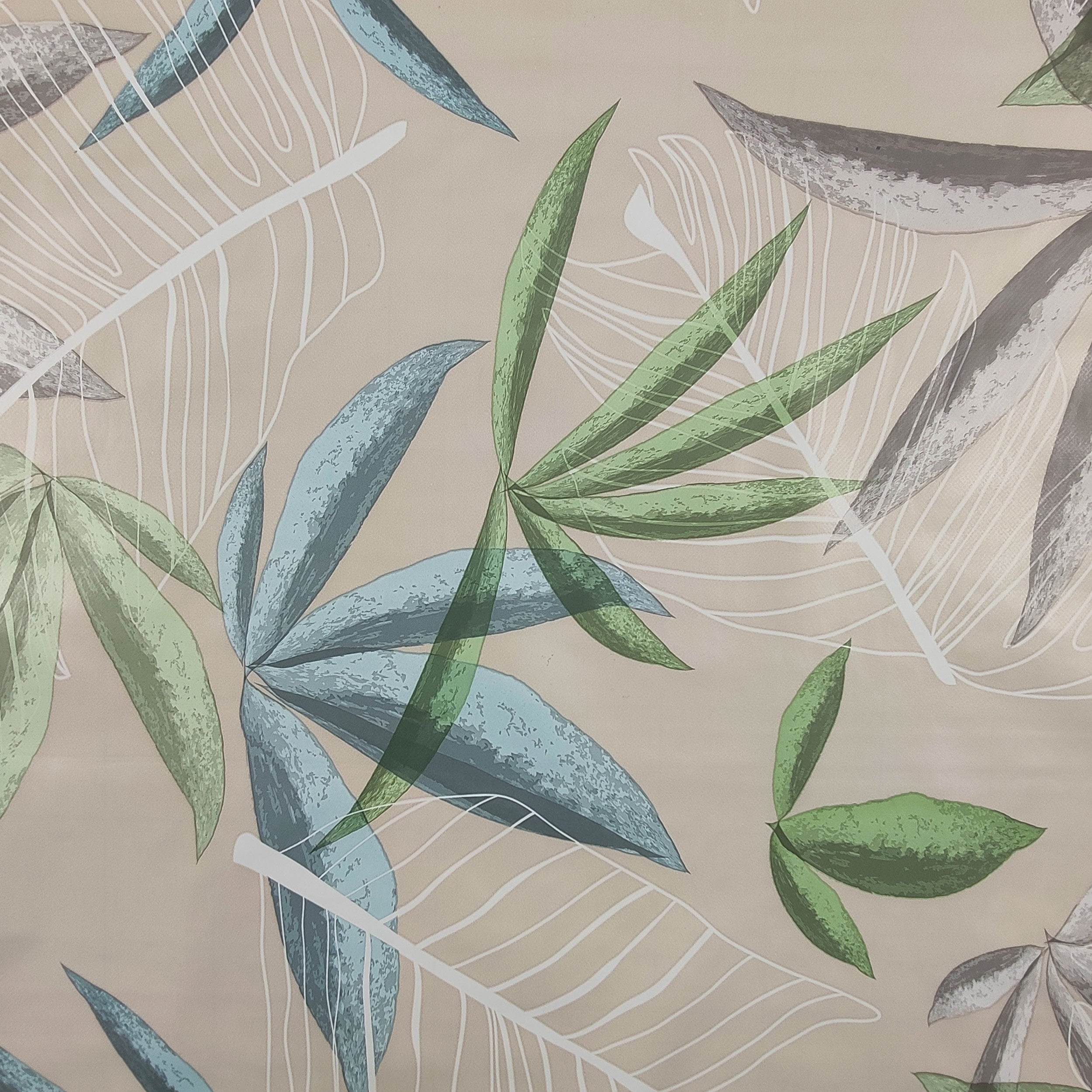 Cut-out Laminated Tablecloth Leaves Background Beige 290x140 cm Image