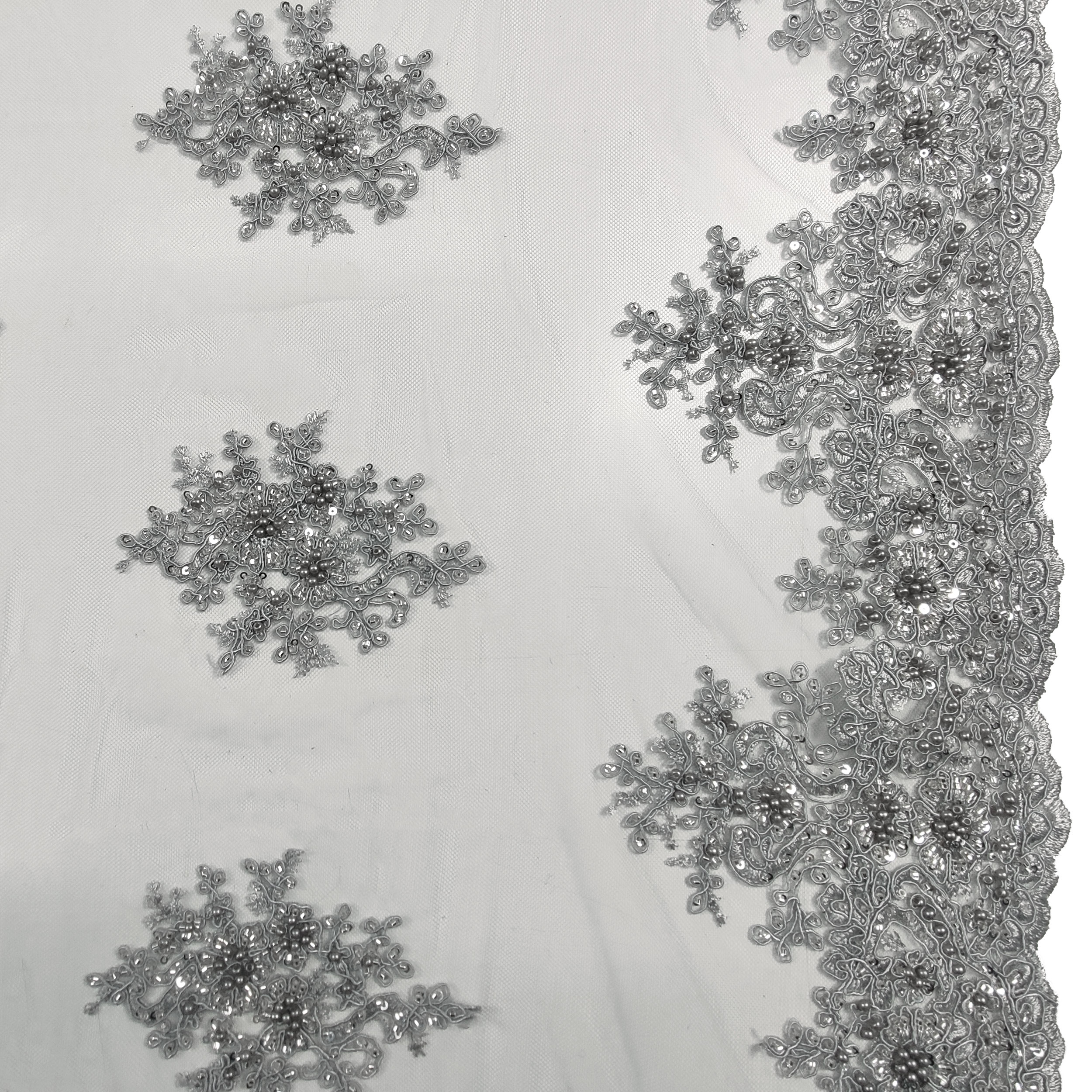 Perles de tulle brodées Lux Grey