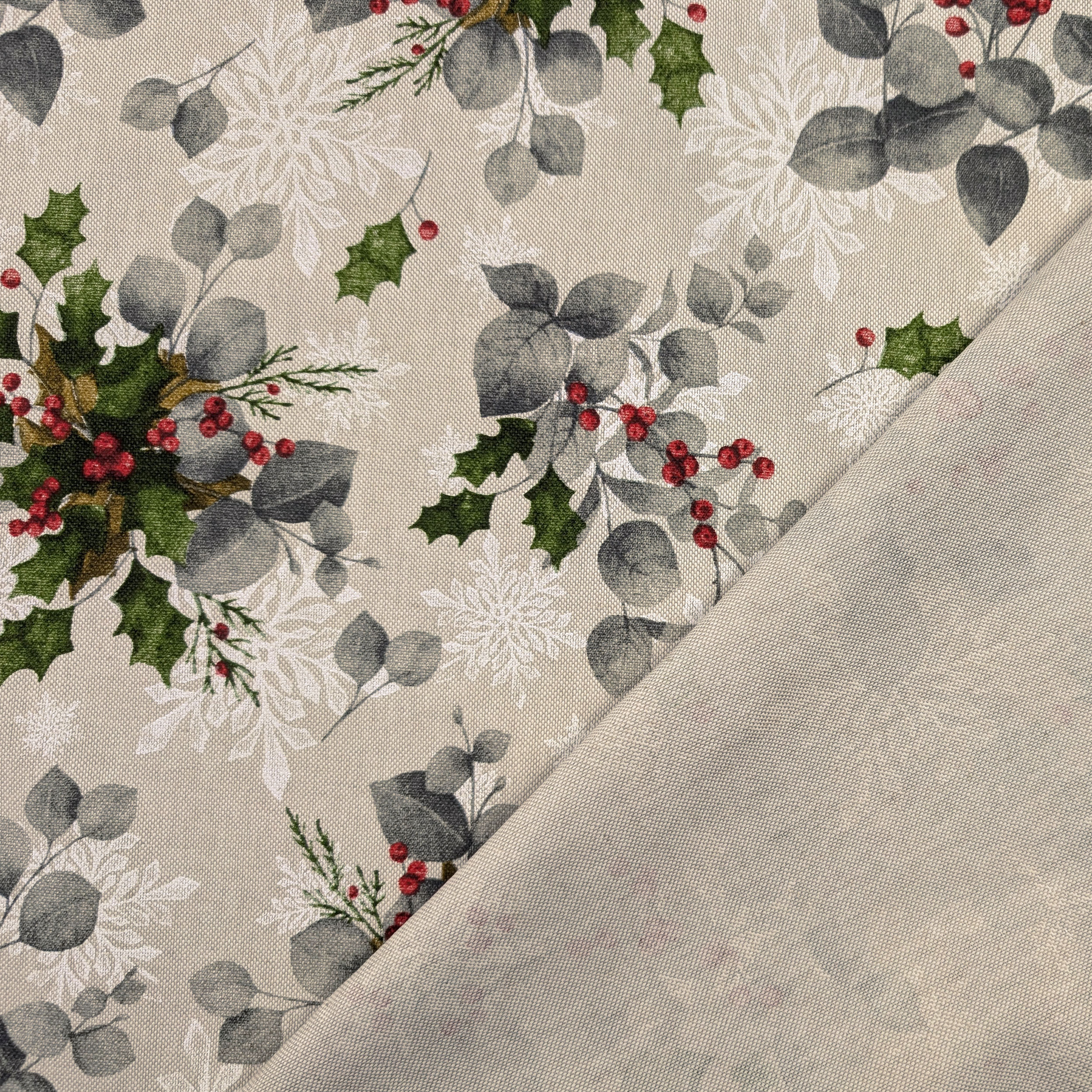 Christmas Panama Holly and Snowflakes Image