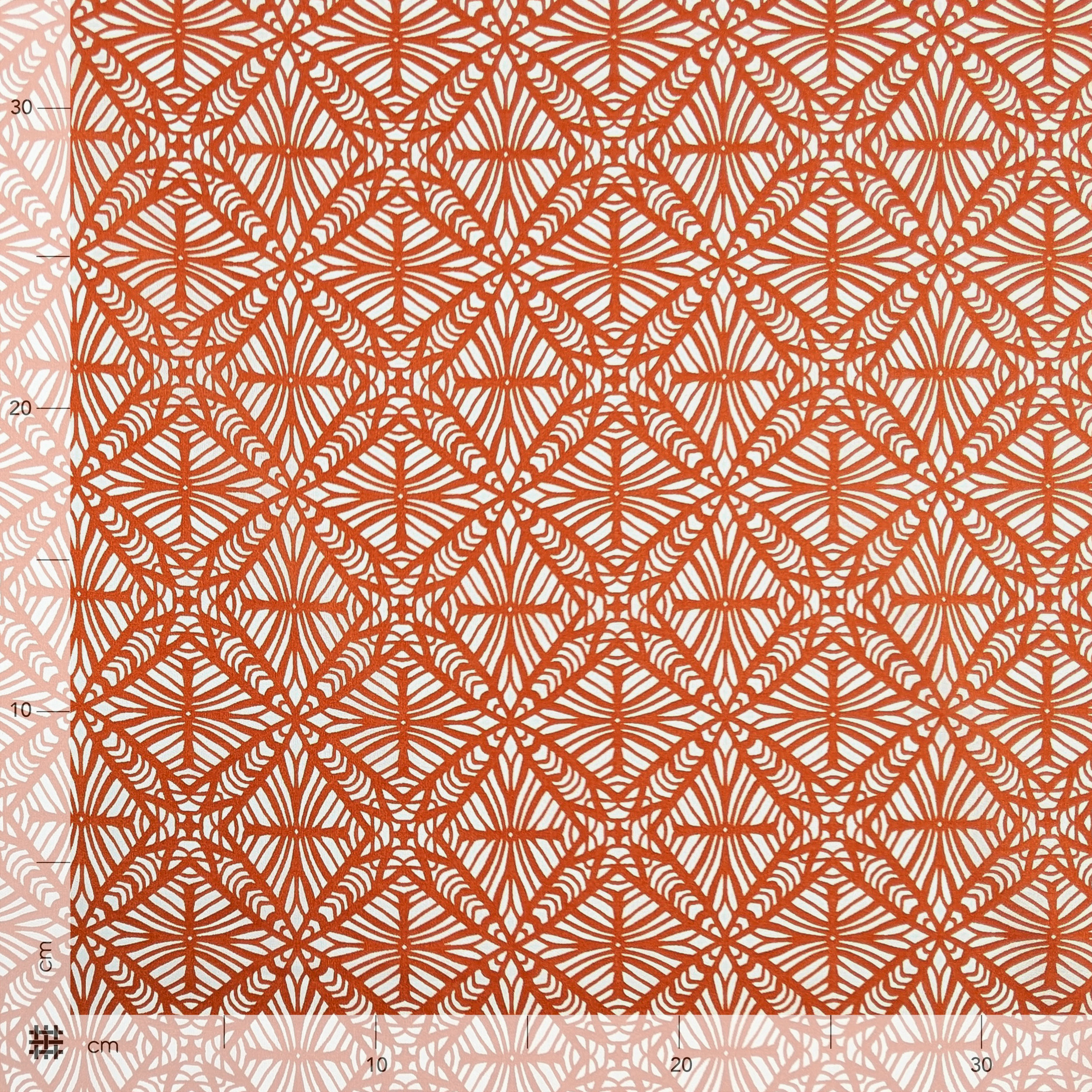 Cognac-coloured Batik-patterned cotton remnant, 280x135 cm Image