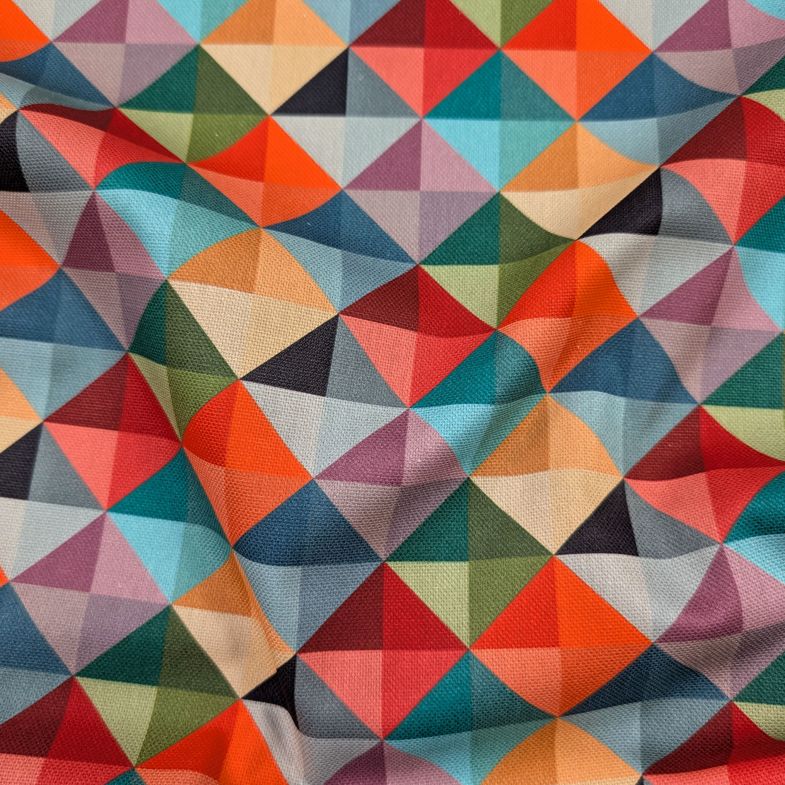 Panama Pure Cotton Geometry Multicolour Image