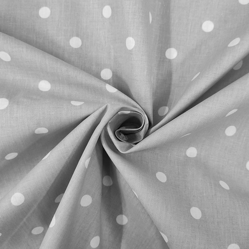 Baumwollstoff Weiß Polka Dots Grau Hintergrund Image