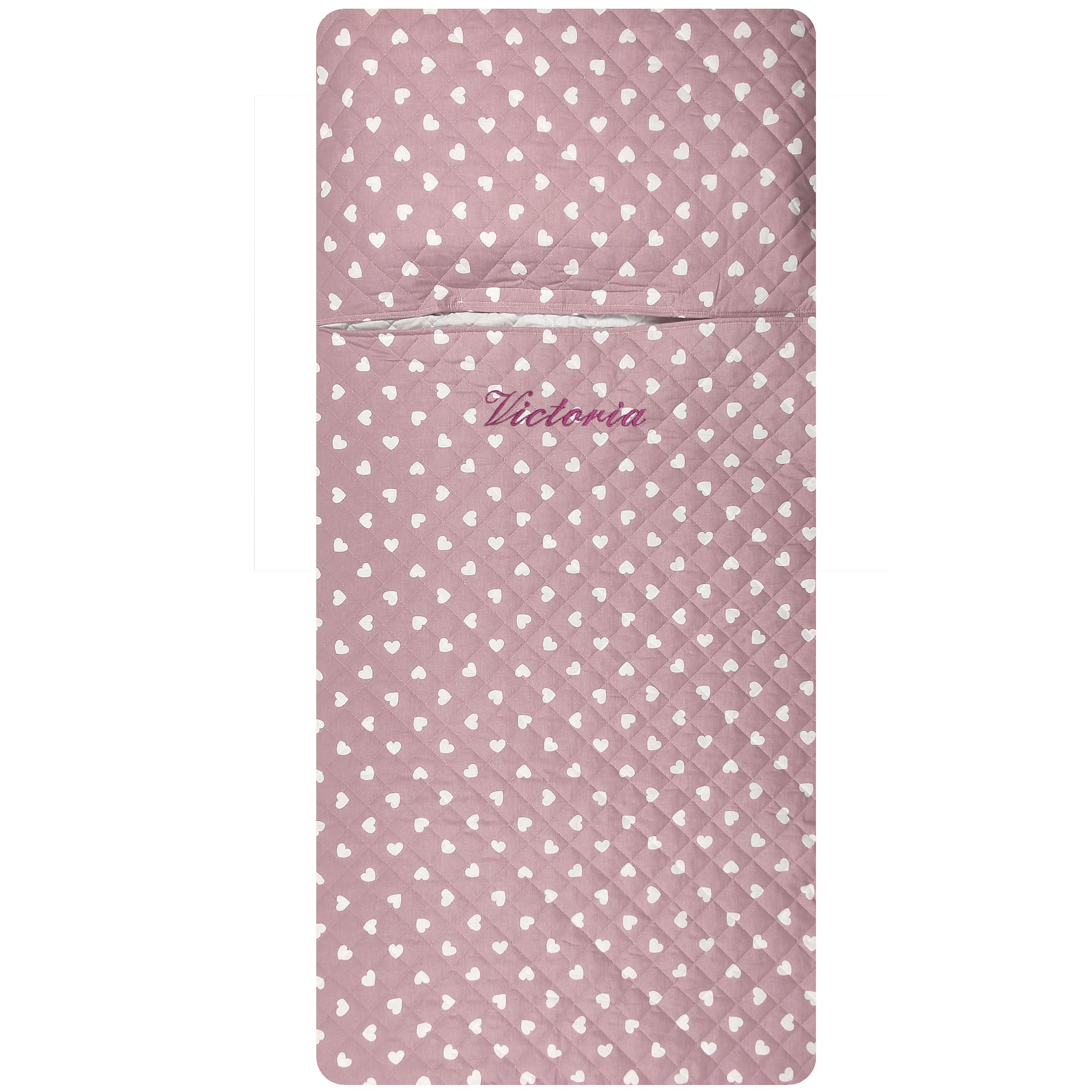 Sac de couchage Cœurs blancs sur fond rose antique
