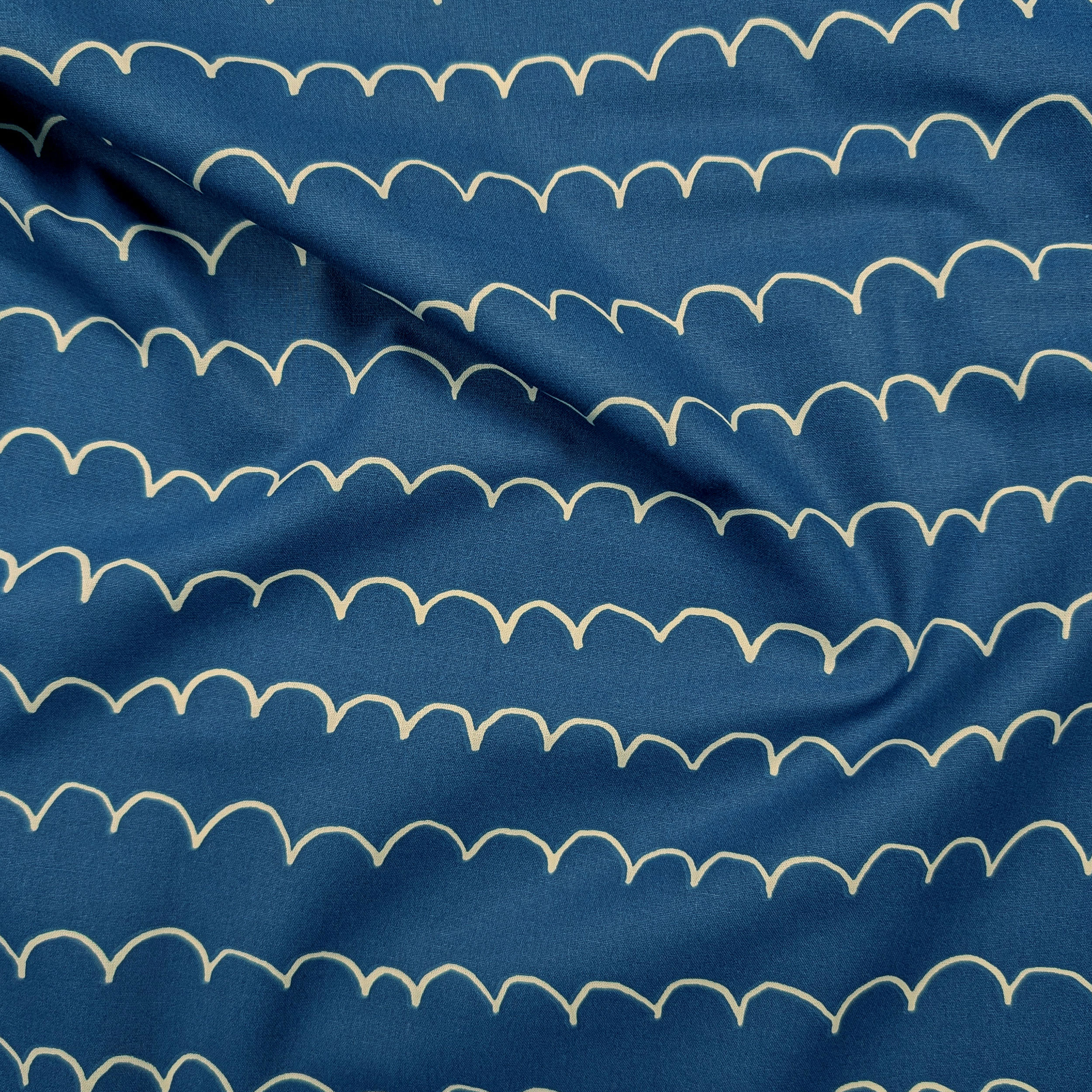 Popeline de coton bleu Vagues de la mer Image