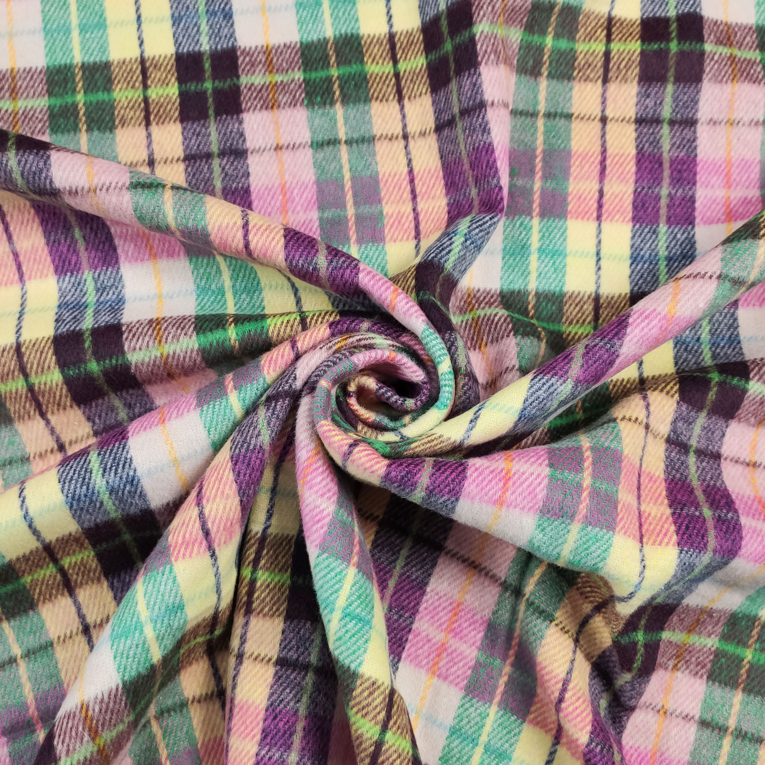 Tartan Baumwollmischung Scamp Lila Rosa Gelb