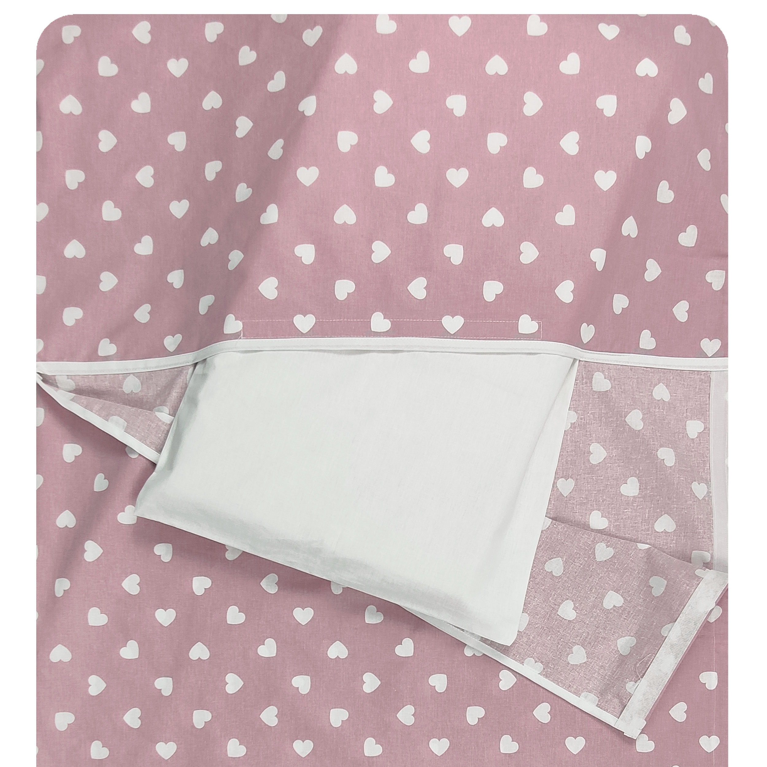 Summer Sleeping Bag White Hearts with Antique Pink Background Image