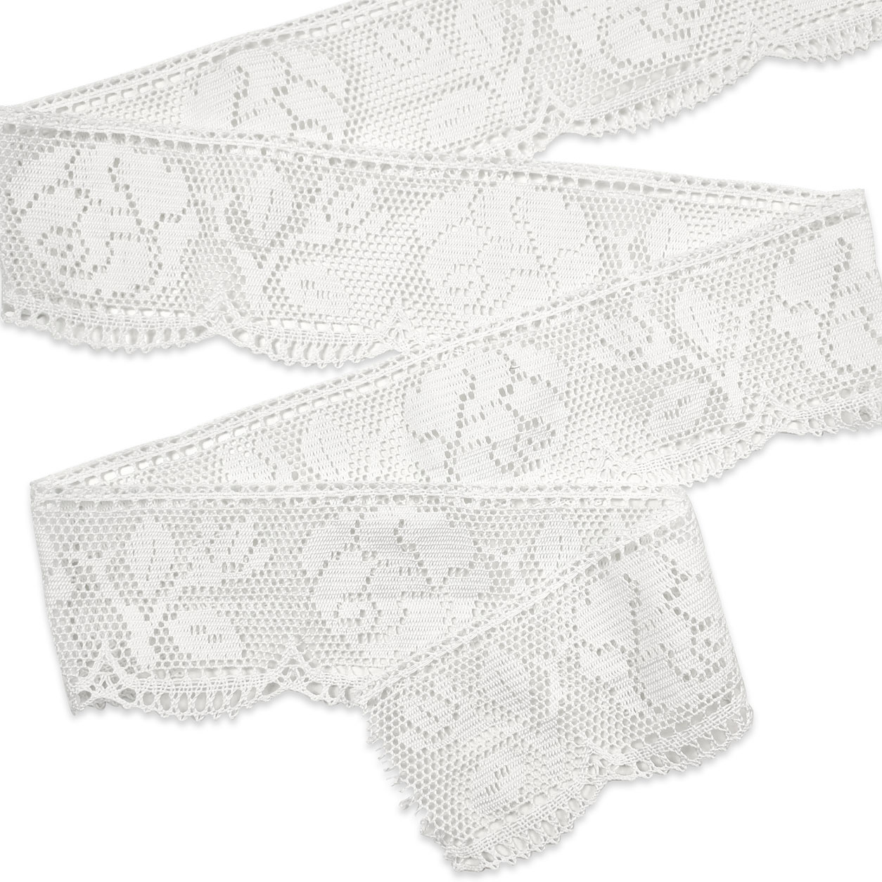 Dentelle festonnée blanche avec roses