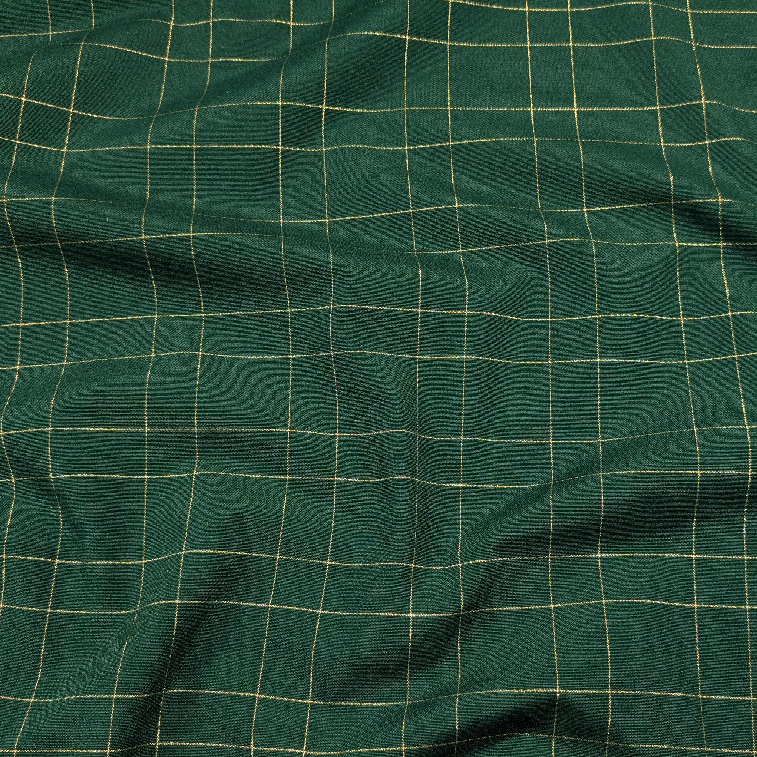 Mixed Cotton Christmas Green Stripes Gold Lurex Image