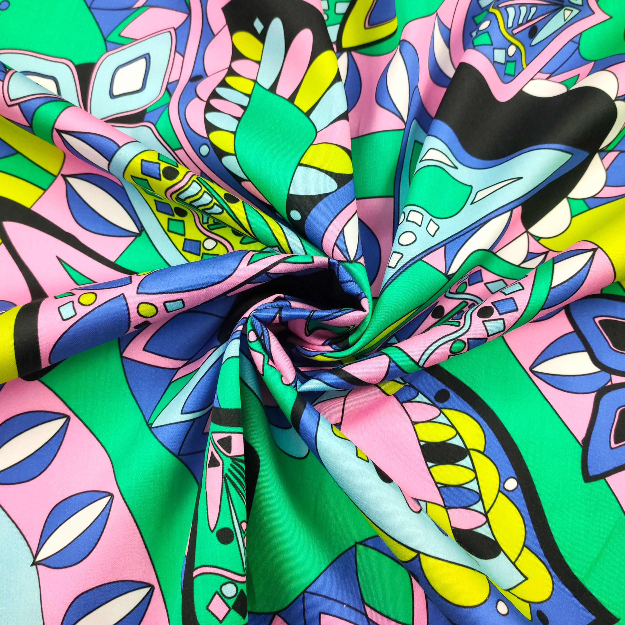 Abstract Patterned Cotton Satin Green Bluette Image