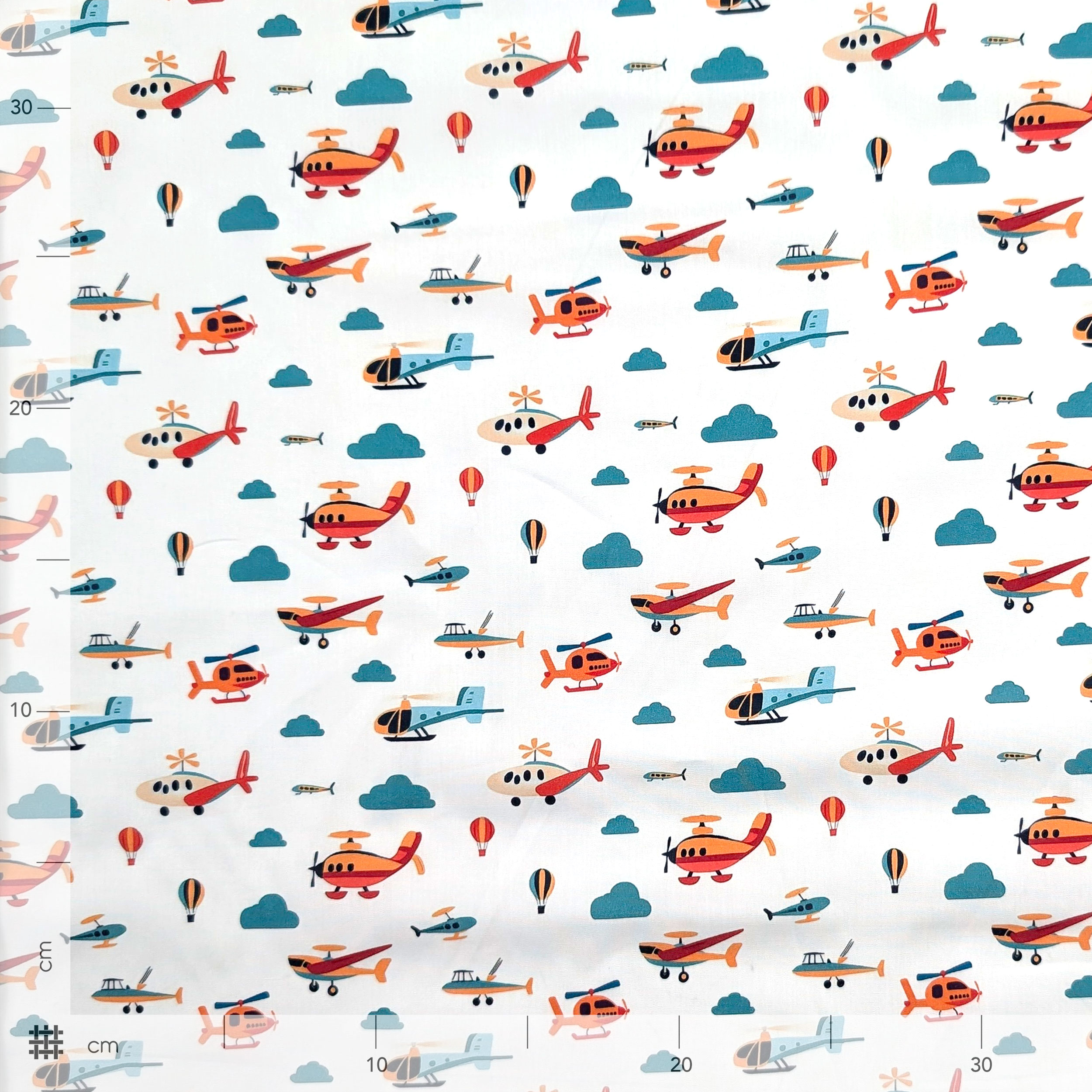 Cotton Poplin with Planes and Clouds Image