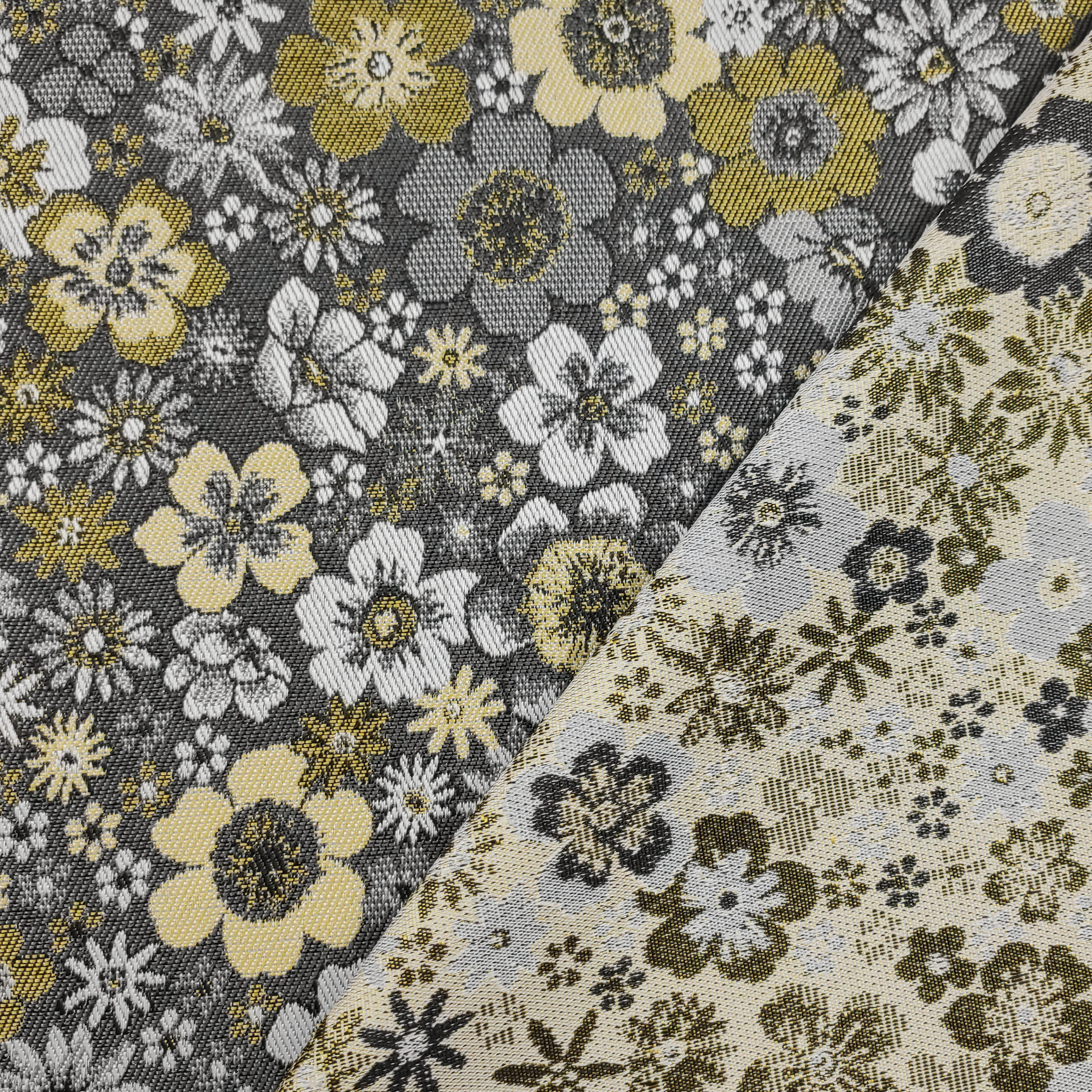 Tissu de brocart Fleurs Fond gris Image