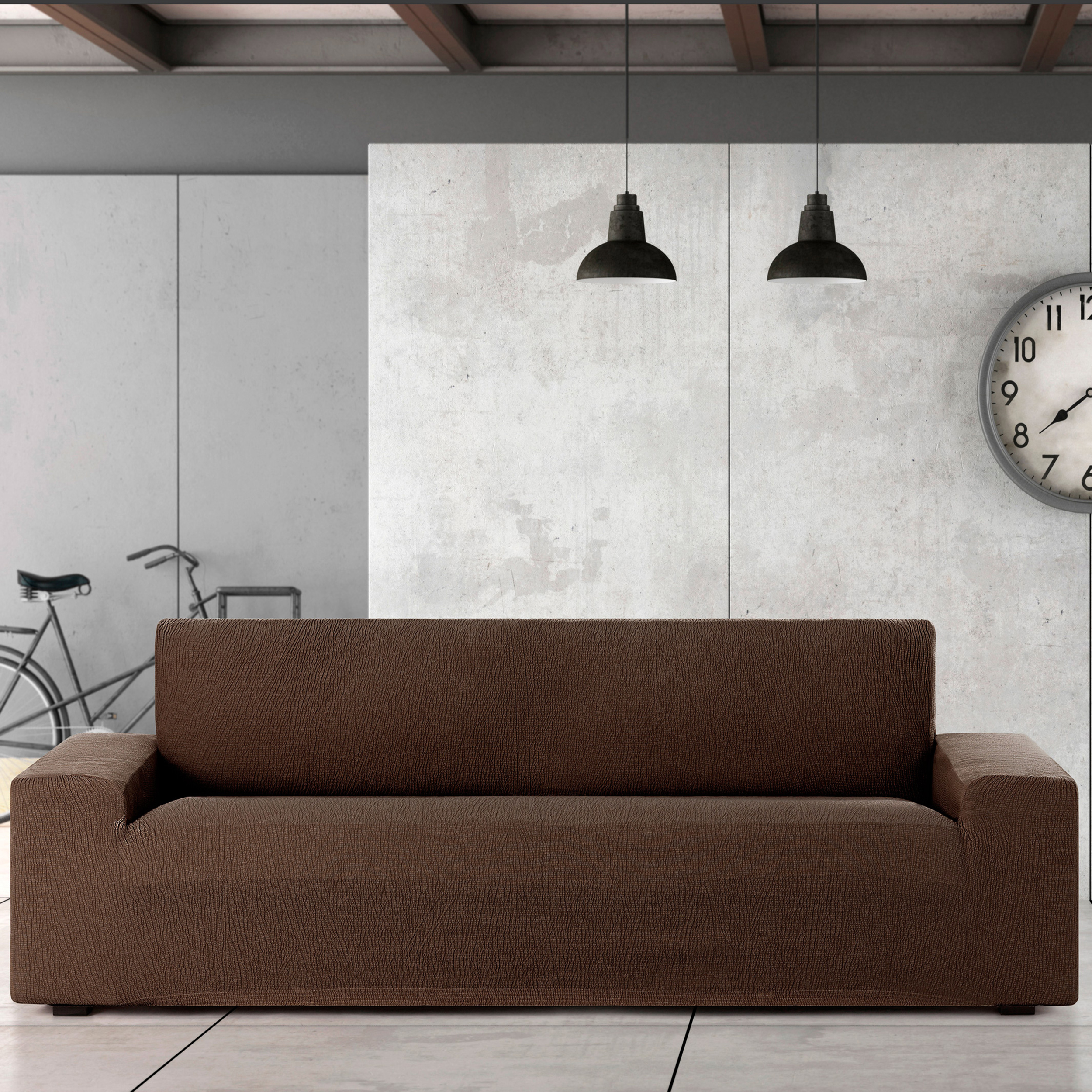Brown Crumpled Elastic Slipcover 3 Squares