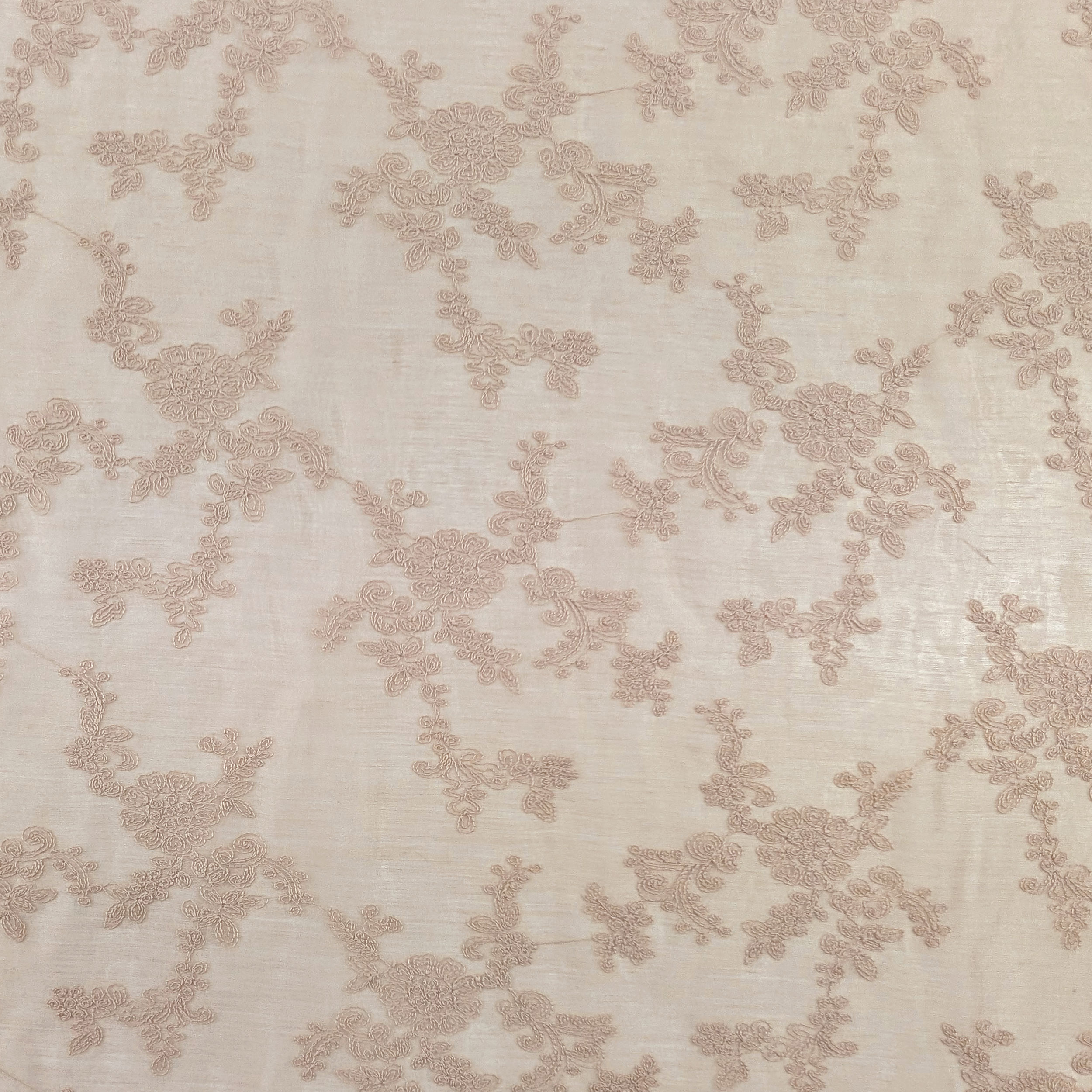 Embroidered Muslin Beige Flowers Image