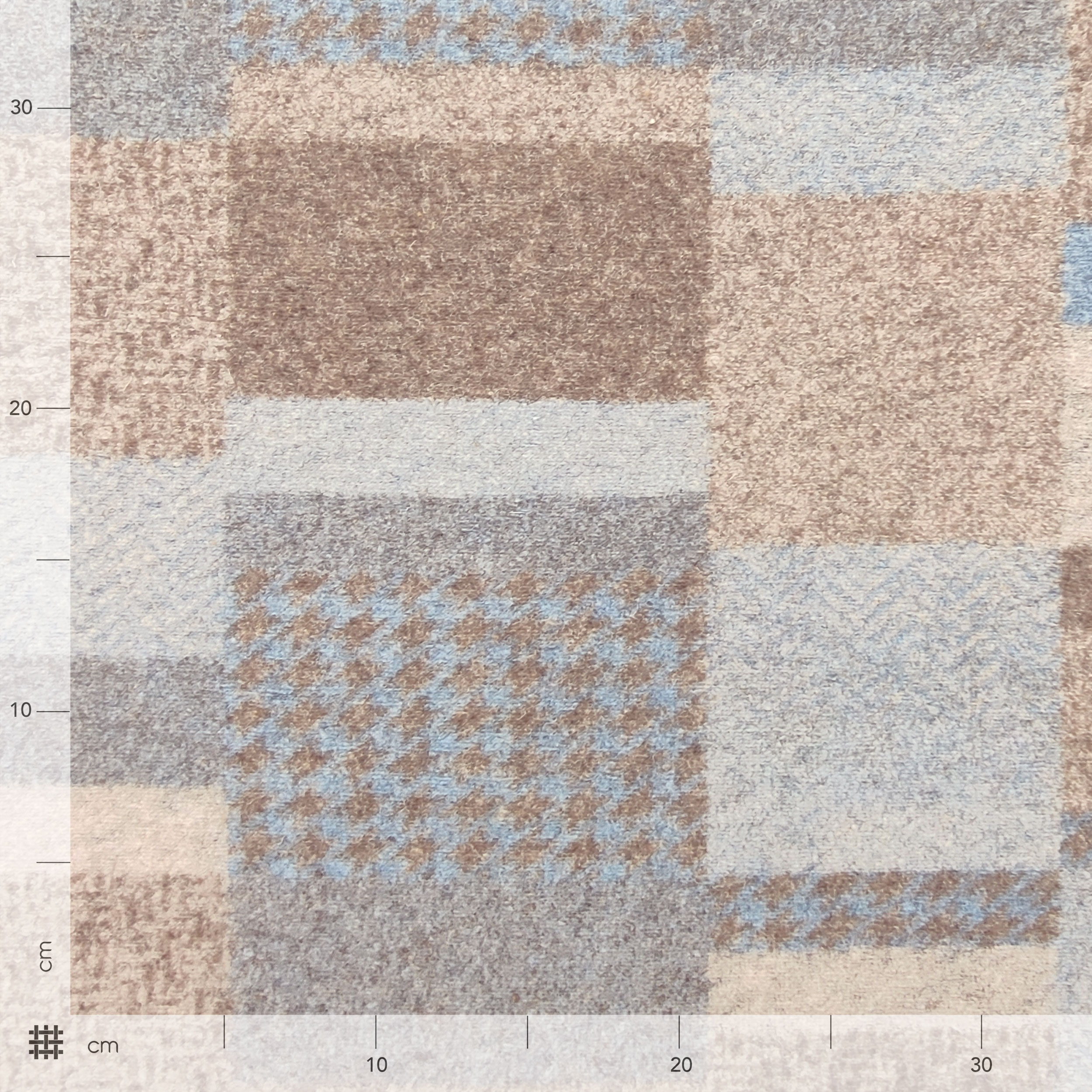 Tricot lourd élastique à carreaux beige et bleu clair