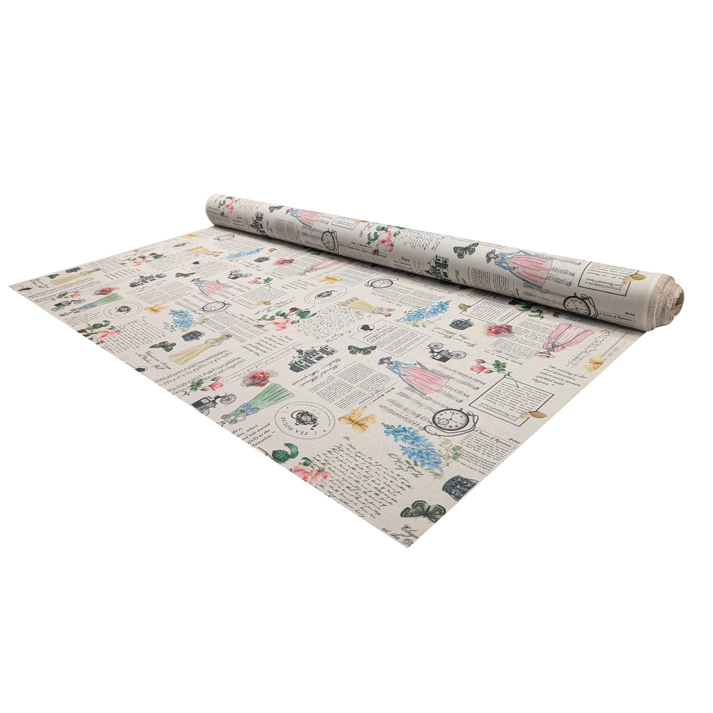 Vintage Newspaper Panama fabric Image