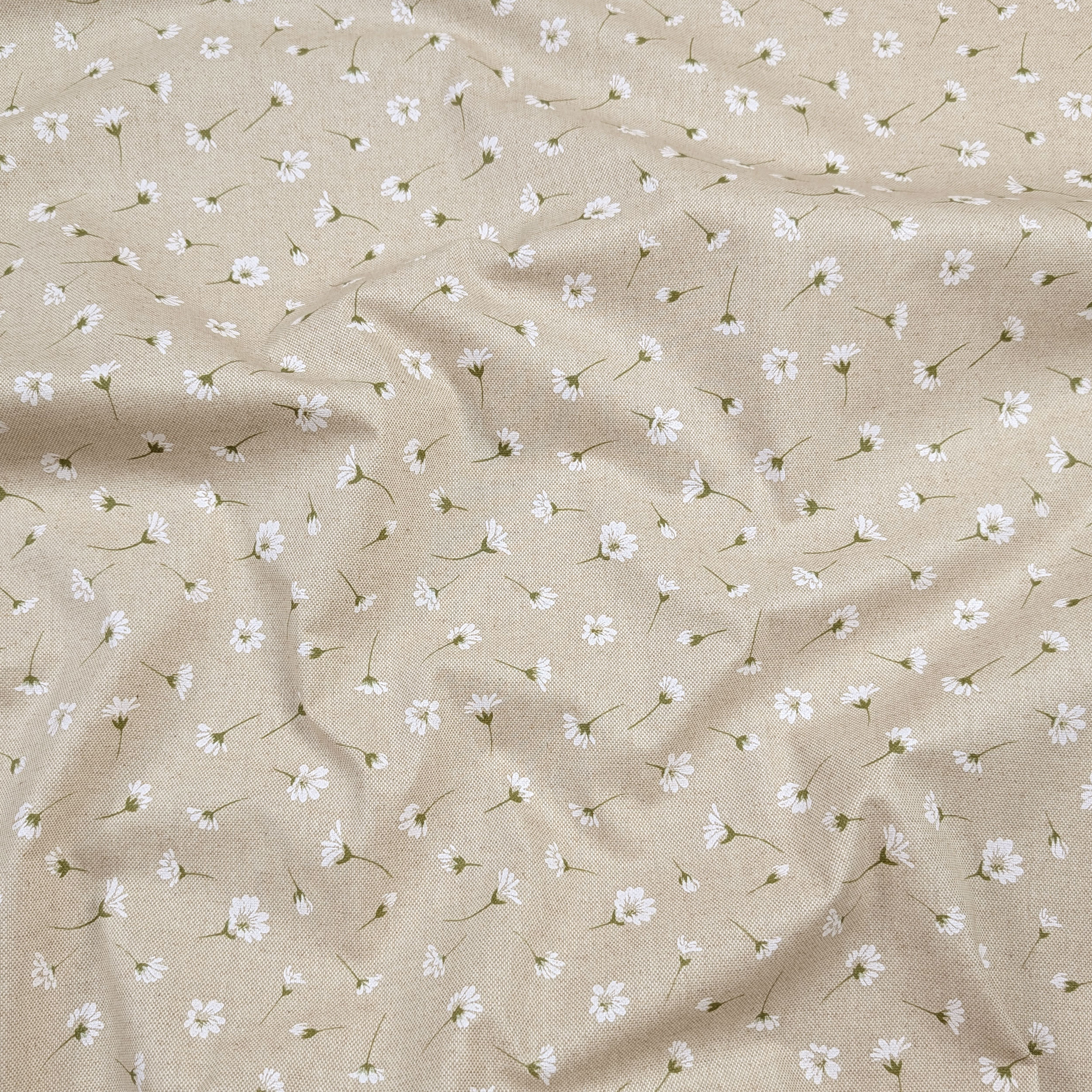 Fabric for Resin Tablecloth White Flowers Image