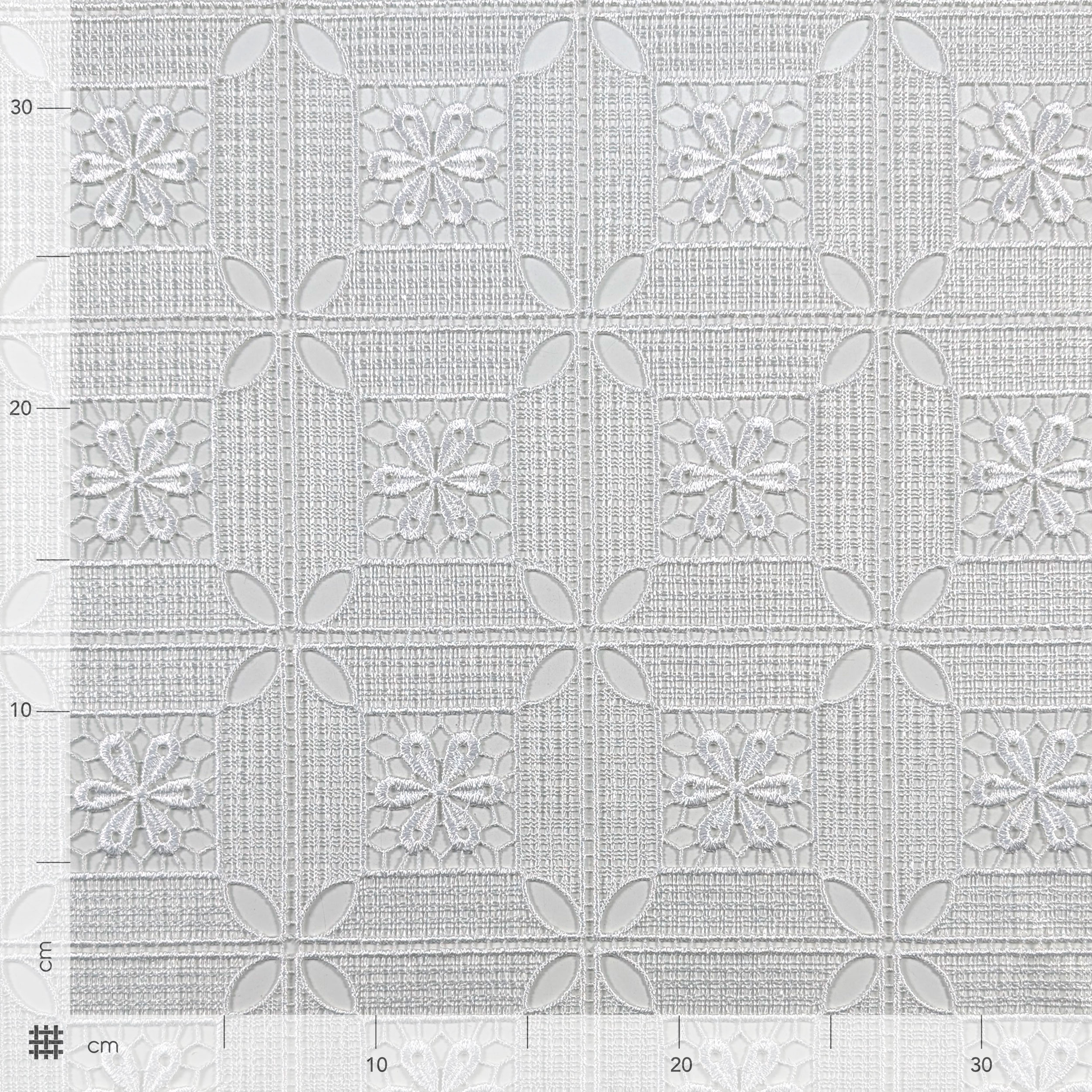Fabric Curtain Lace Modular Flowers White Image