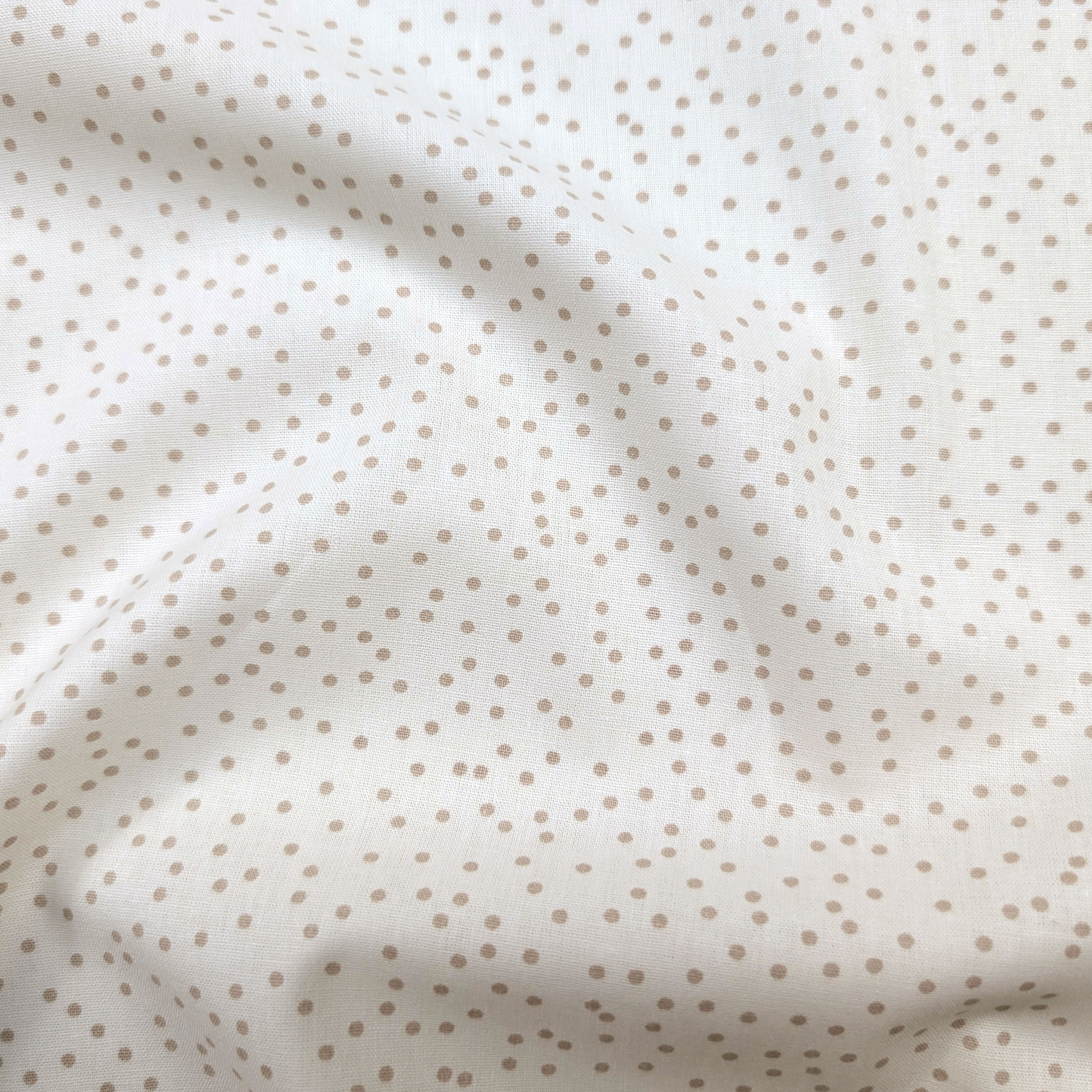 Popeline coton blanc à pois gris colombe