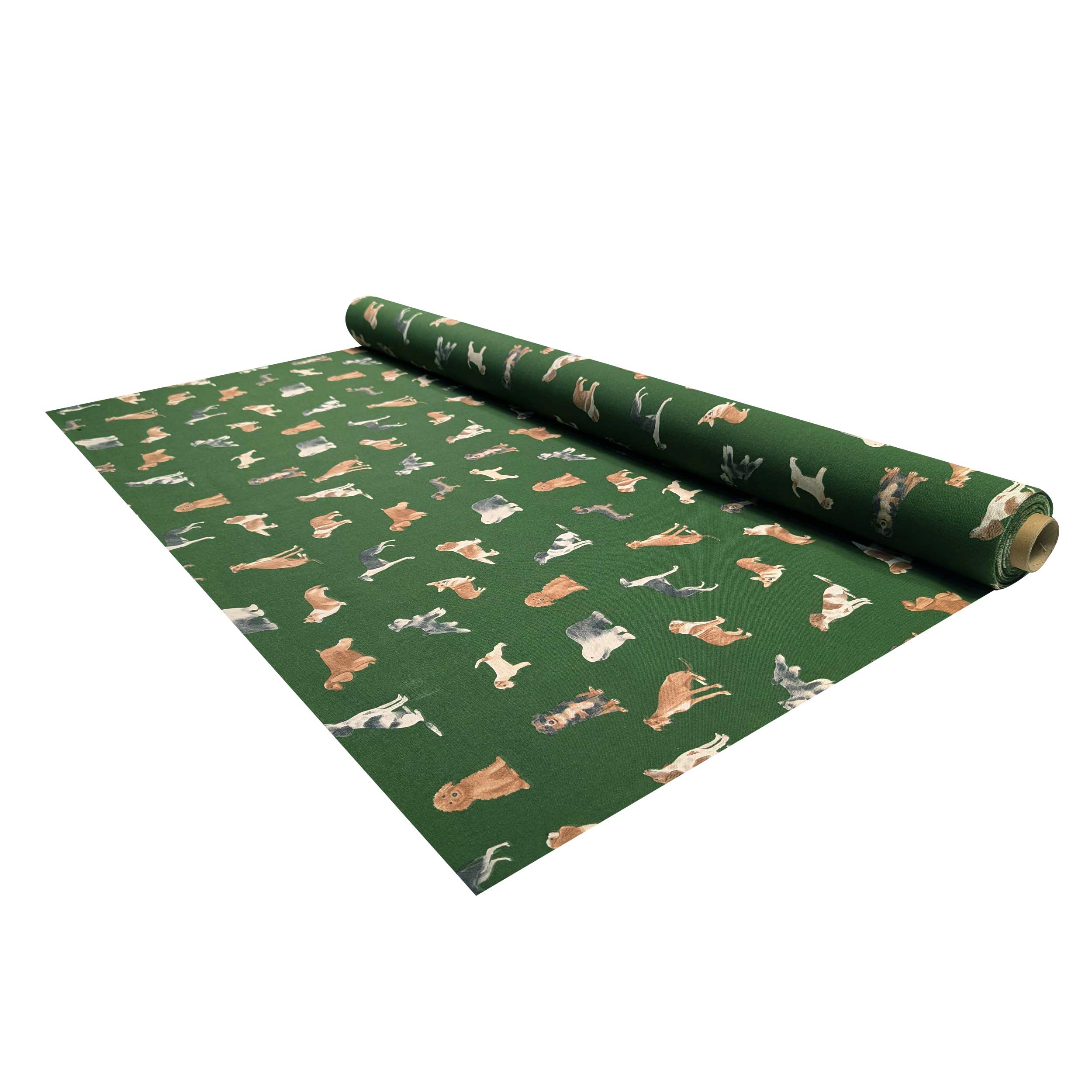 Panama Fabric Dogs Green Background Image