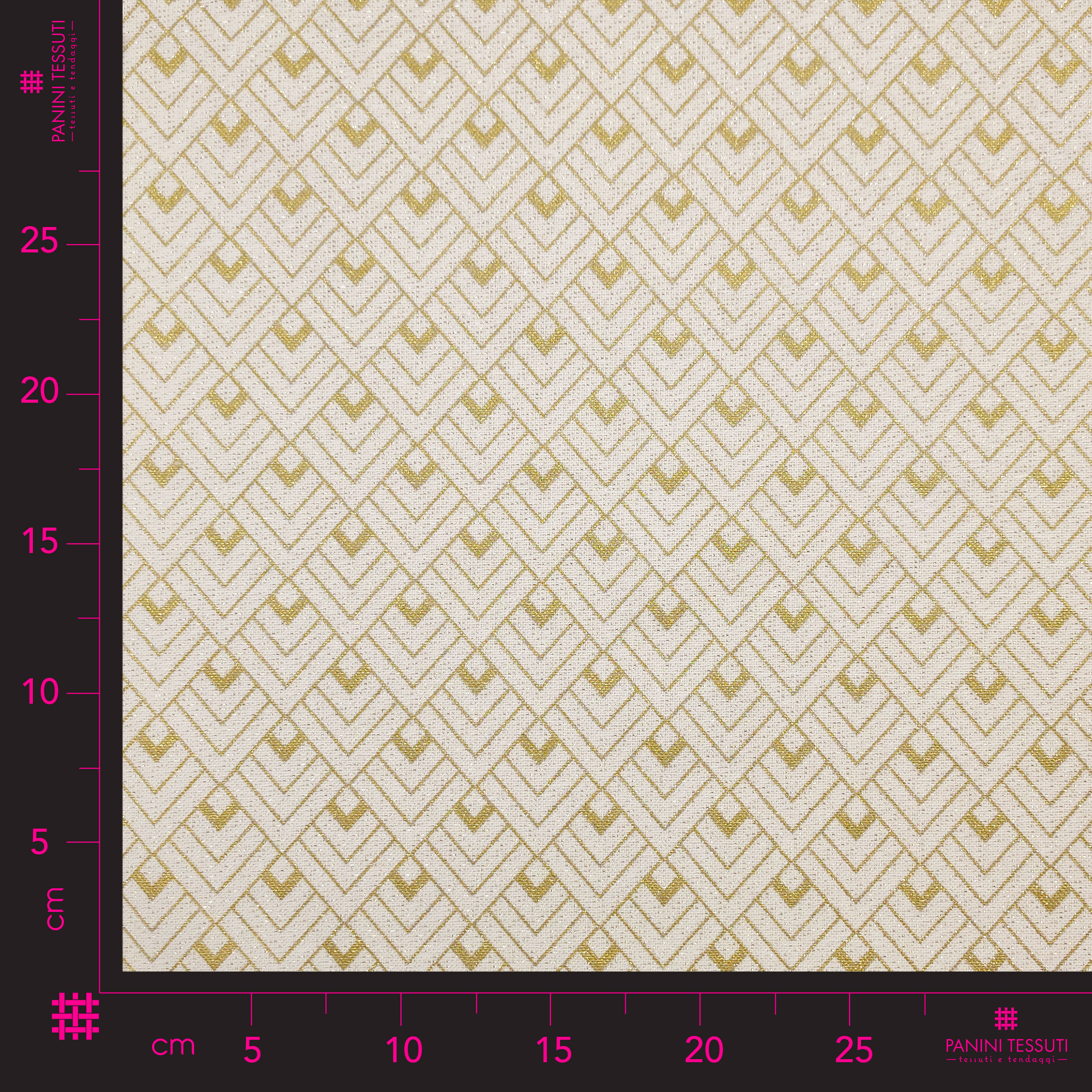 Tejido Panama Geometry Gold Lurex