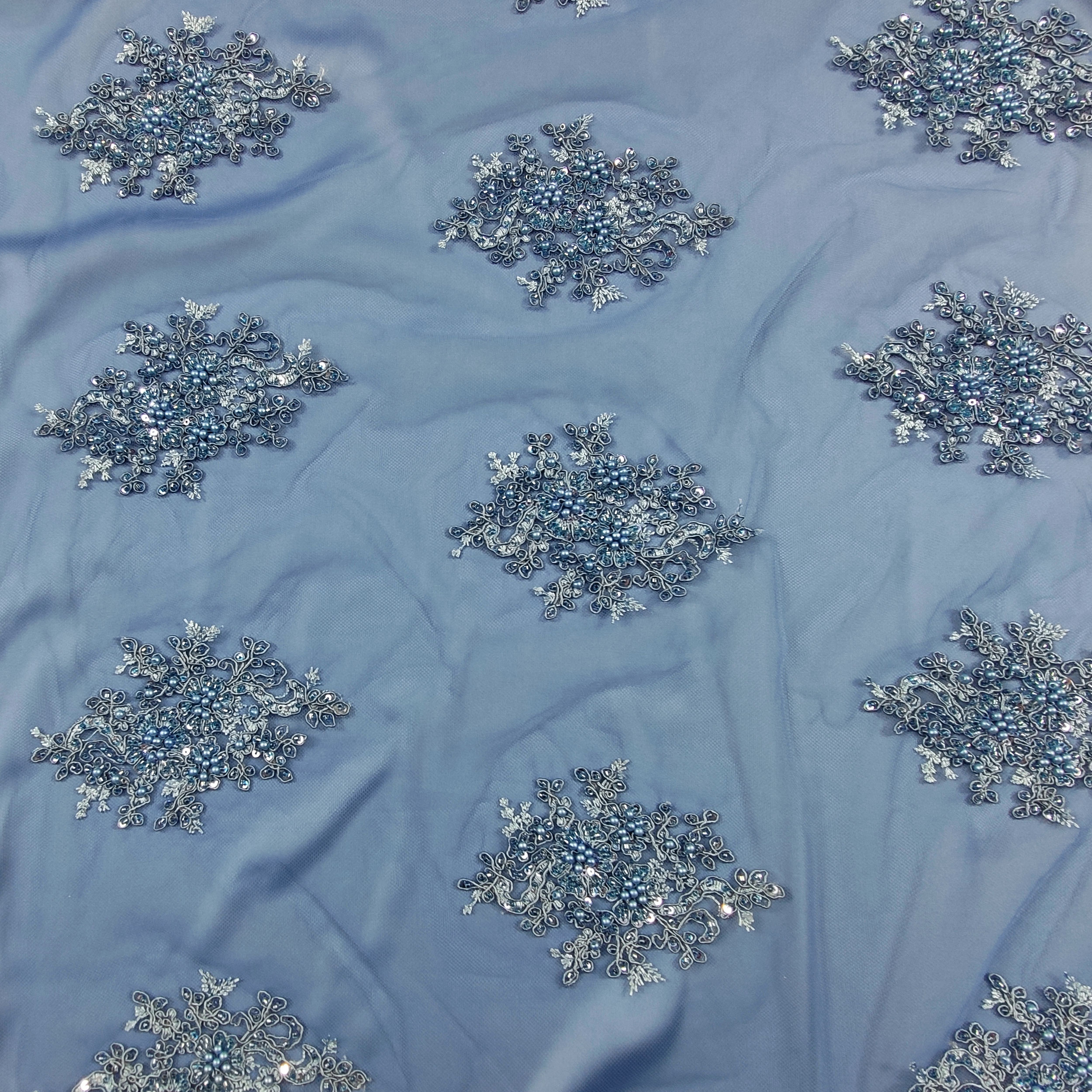 Tulle brodé perlé Lux Celeste