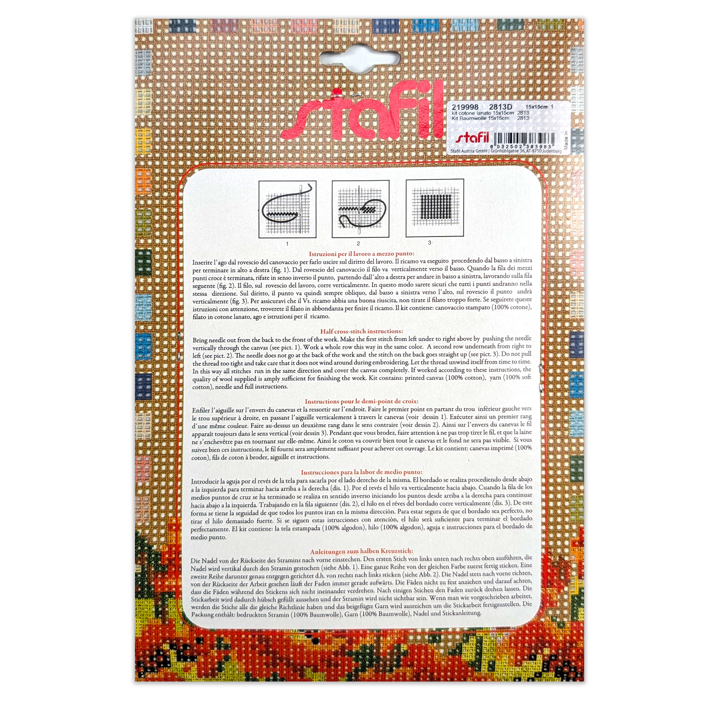 Set Half Cross Stitch "i Quadretti" Bear with Honey Image