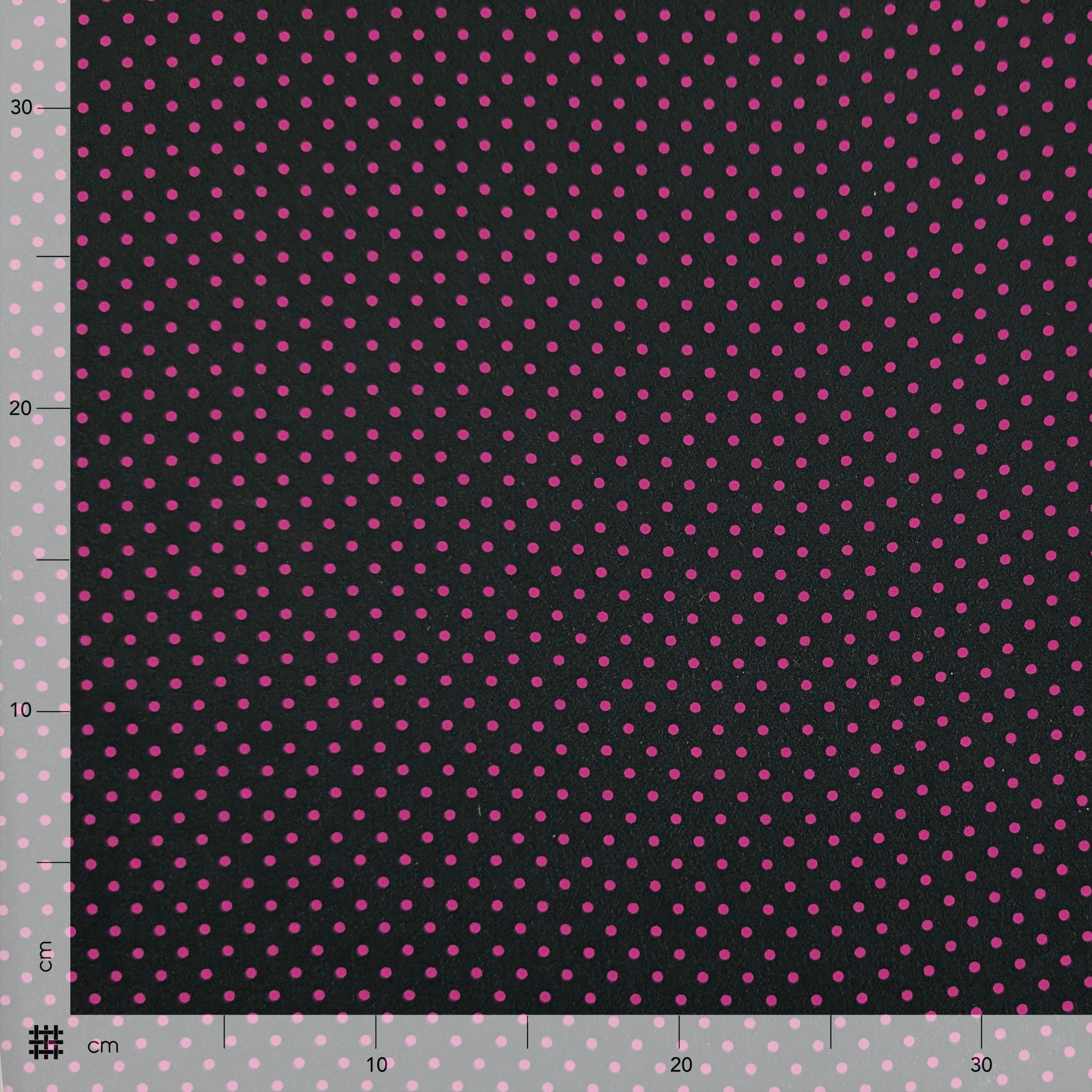 Black Georgette with Fuxia Polka Dots Image