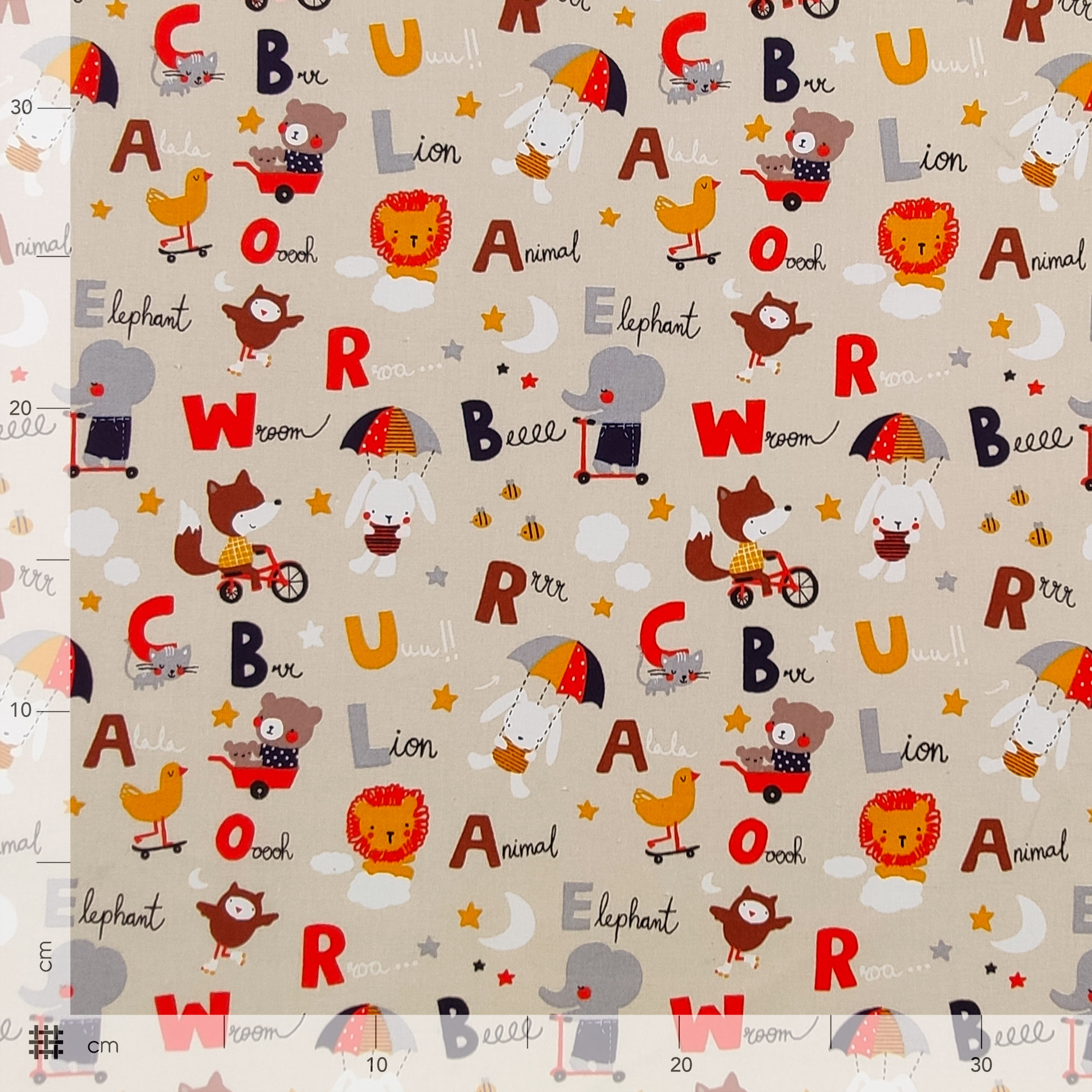 Baumwolltiere und -buchstaben