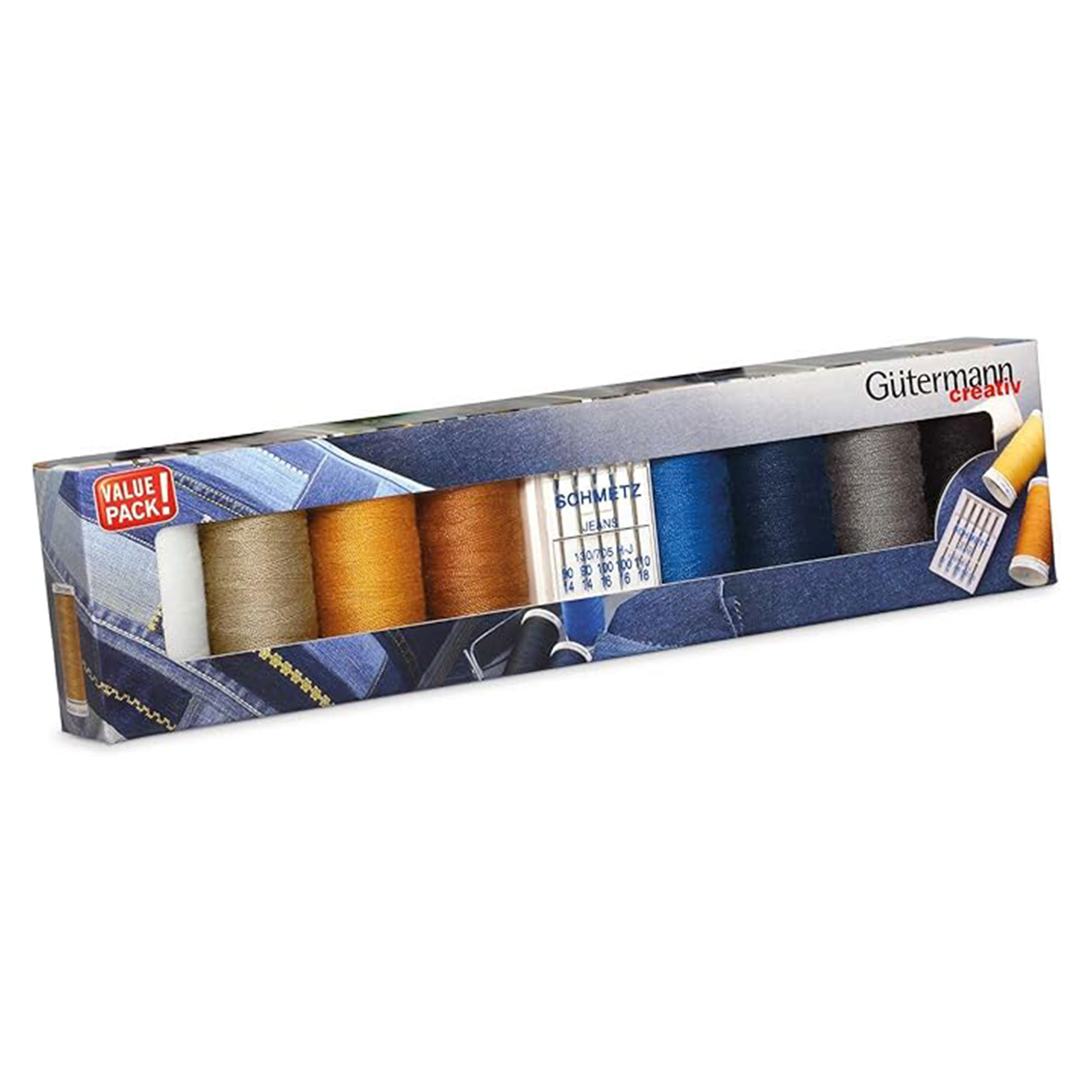 Gutermann Creative Set 8 Denim Bobbins with Needles Image