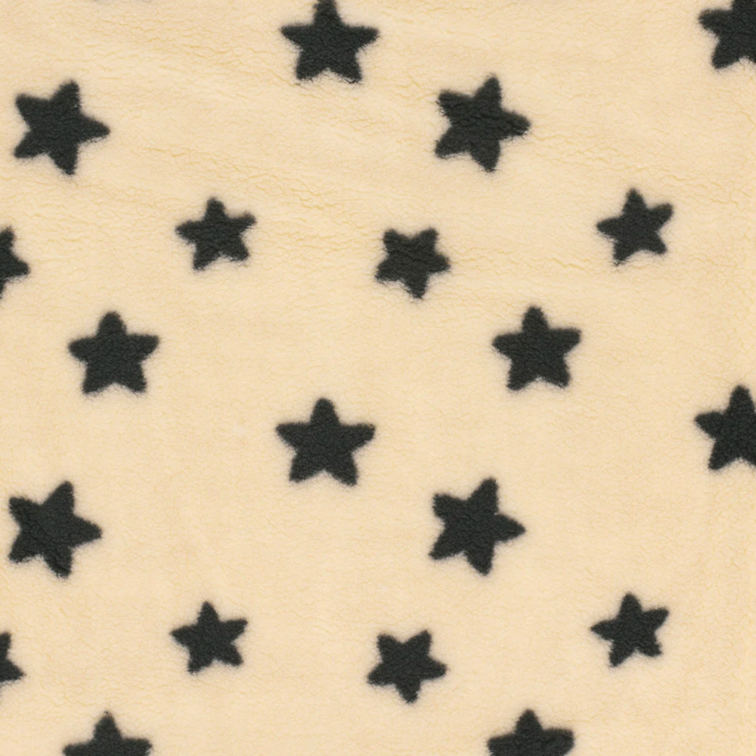 Tissu Sherpa Beige Black Stars
