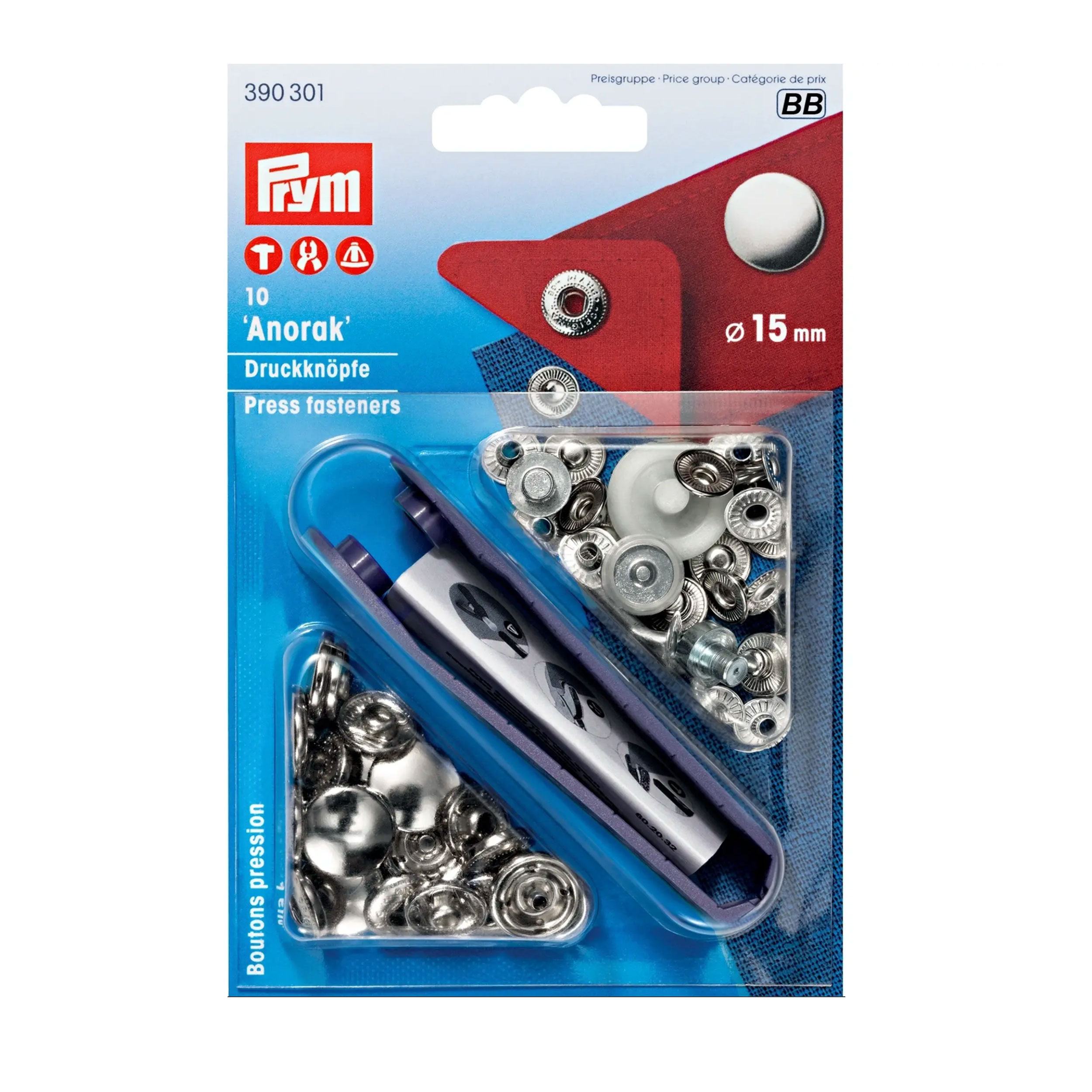 Anorak boutons pression 15 mm Argent