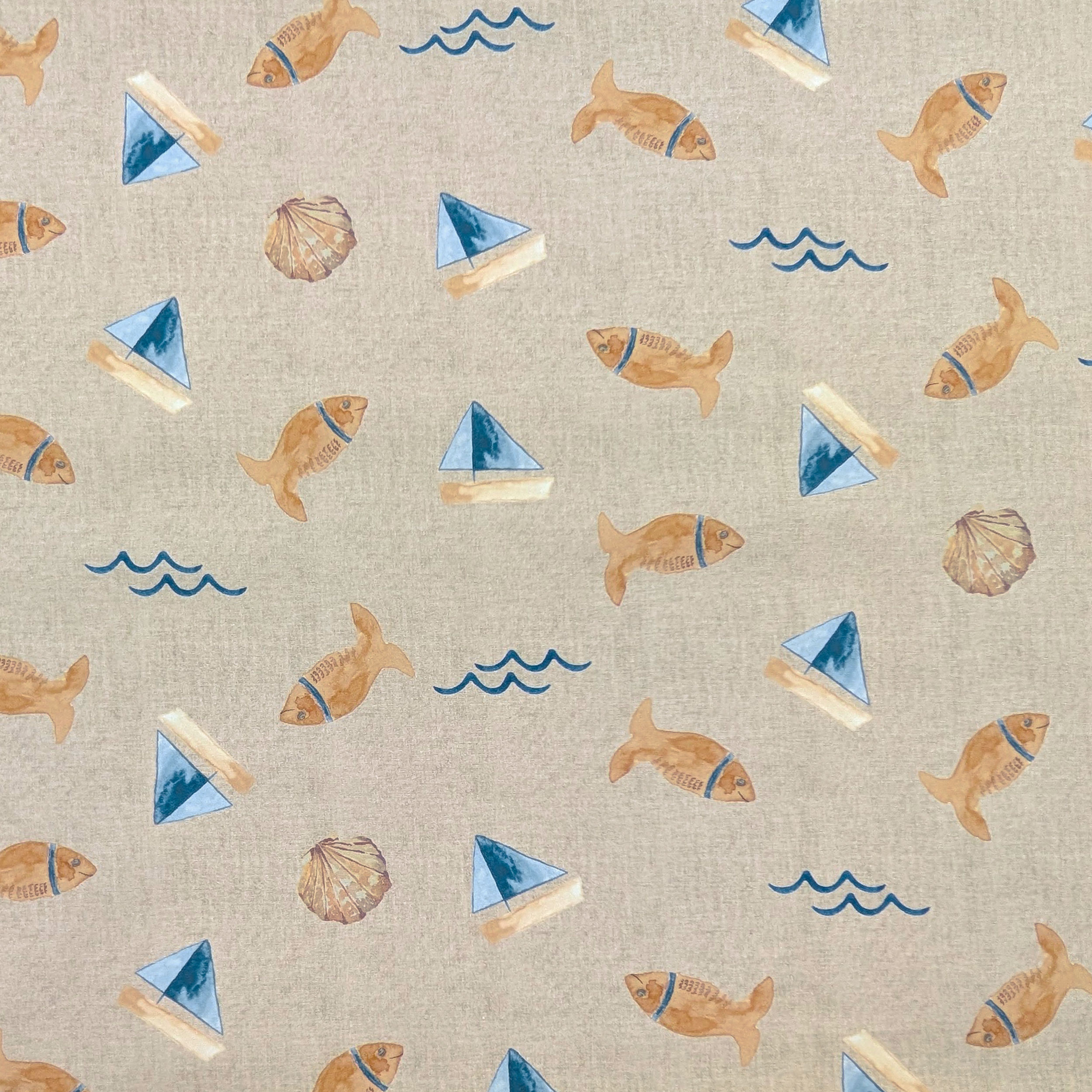 Poplin Cotton Fish and Boats Image
